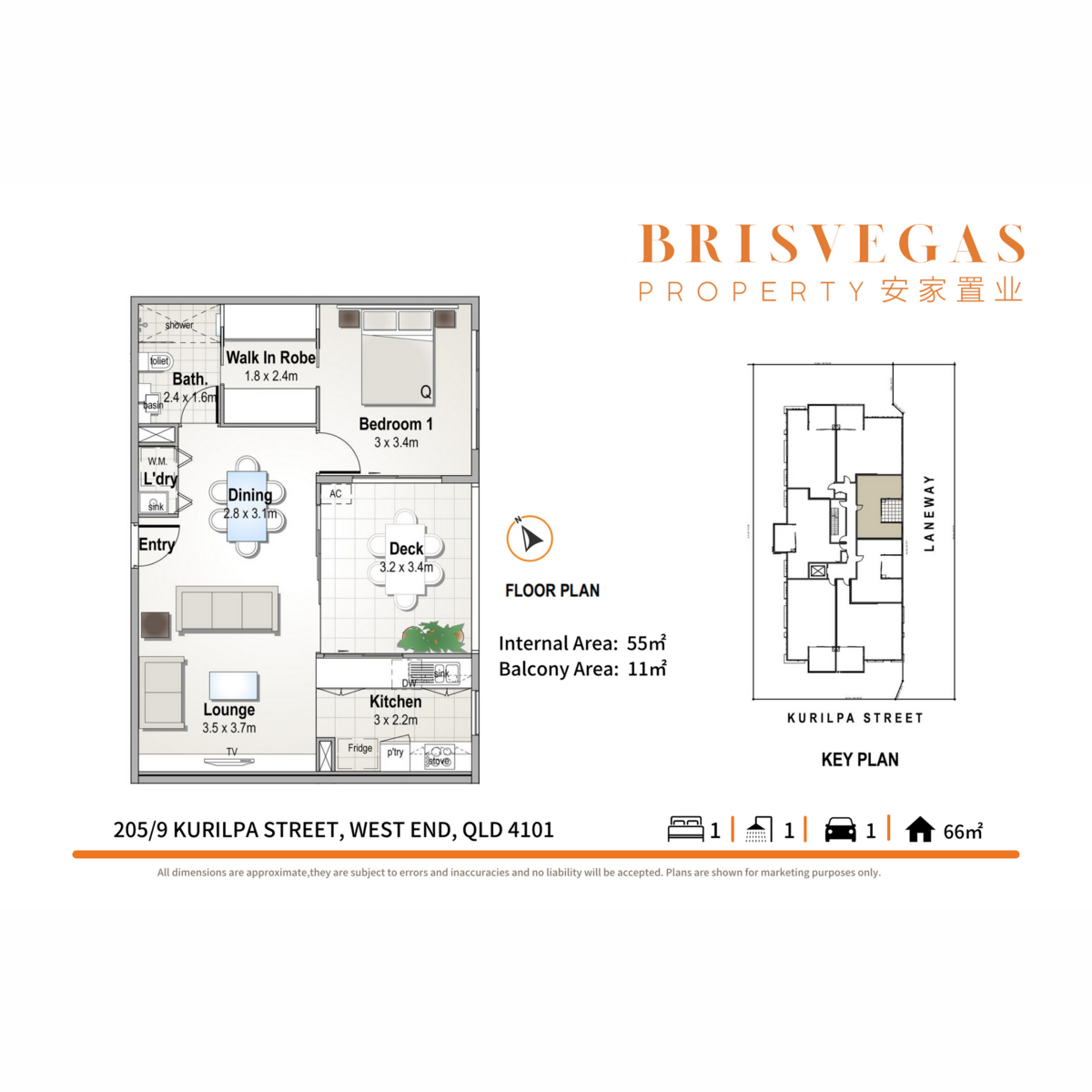 Floorplan of Homely apartment listing, 205/9 Kurilpa Street, West End QLD 4101