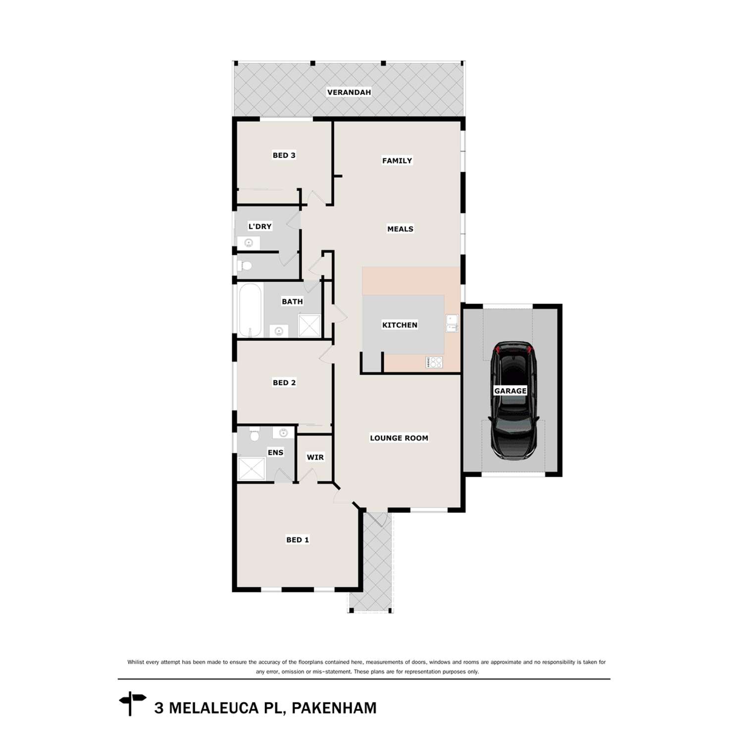 Floorplan of Homely house listing, 3 Melaleuca Place, Pakenham VIC 3810