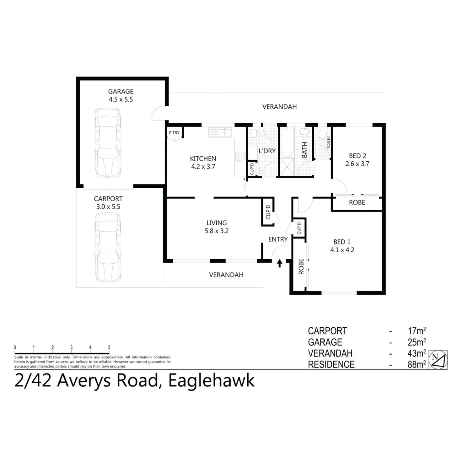 Floorplan of Homely flat listing, 2/42 Averys Road, Eaglehawk VIC 3556