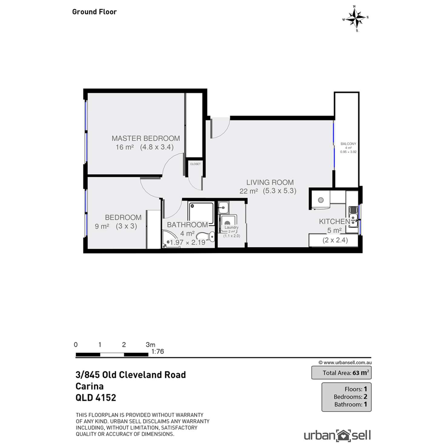 Floorplan of Homely apartment listing, 3/845 Old Cleveland Road, Carina QLD 4152