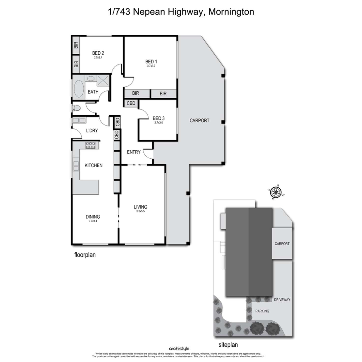 Floorplan of Homely house listing, 1/743 Nepean Highway, Mornington VIC 3931