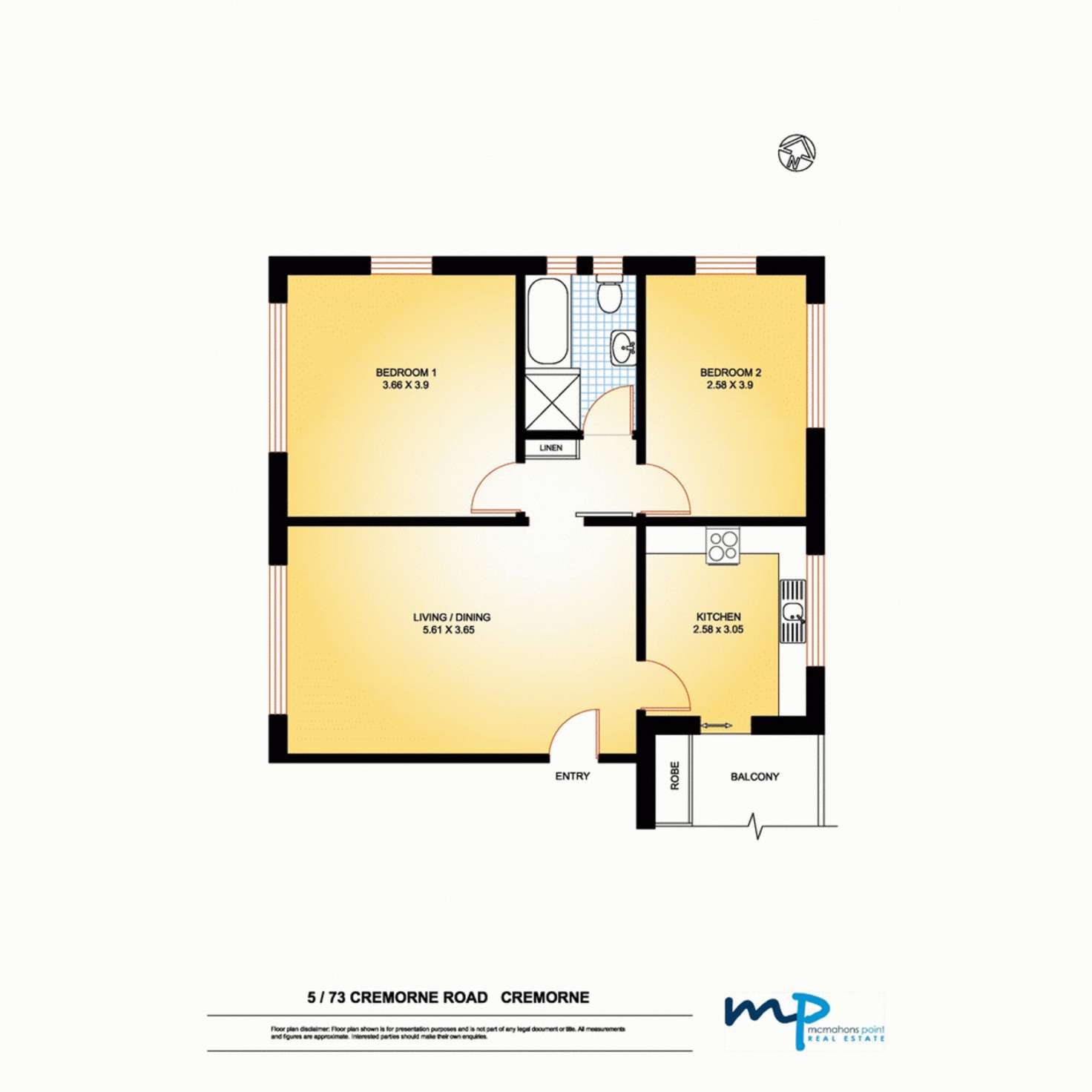 Floorplan of Homely apartment listing, 5/73 Cremorne Road, Cremorne NSW 2090