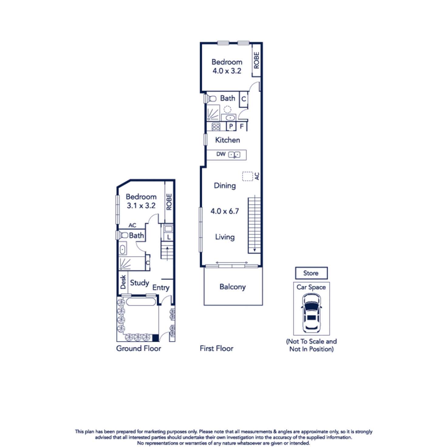 Floorplan of Homely townhouse listing, 2/63 Crown Street, Flemington VIC 3031