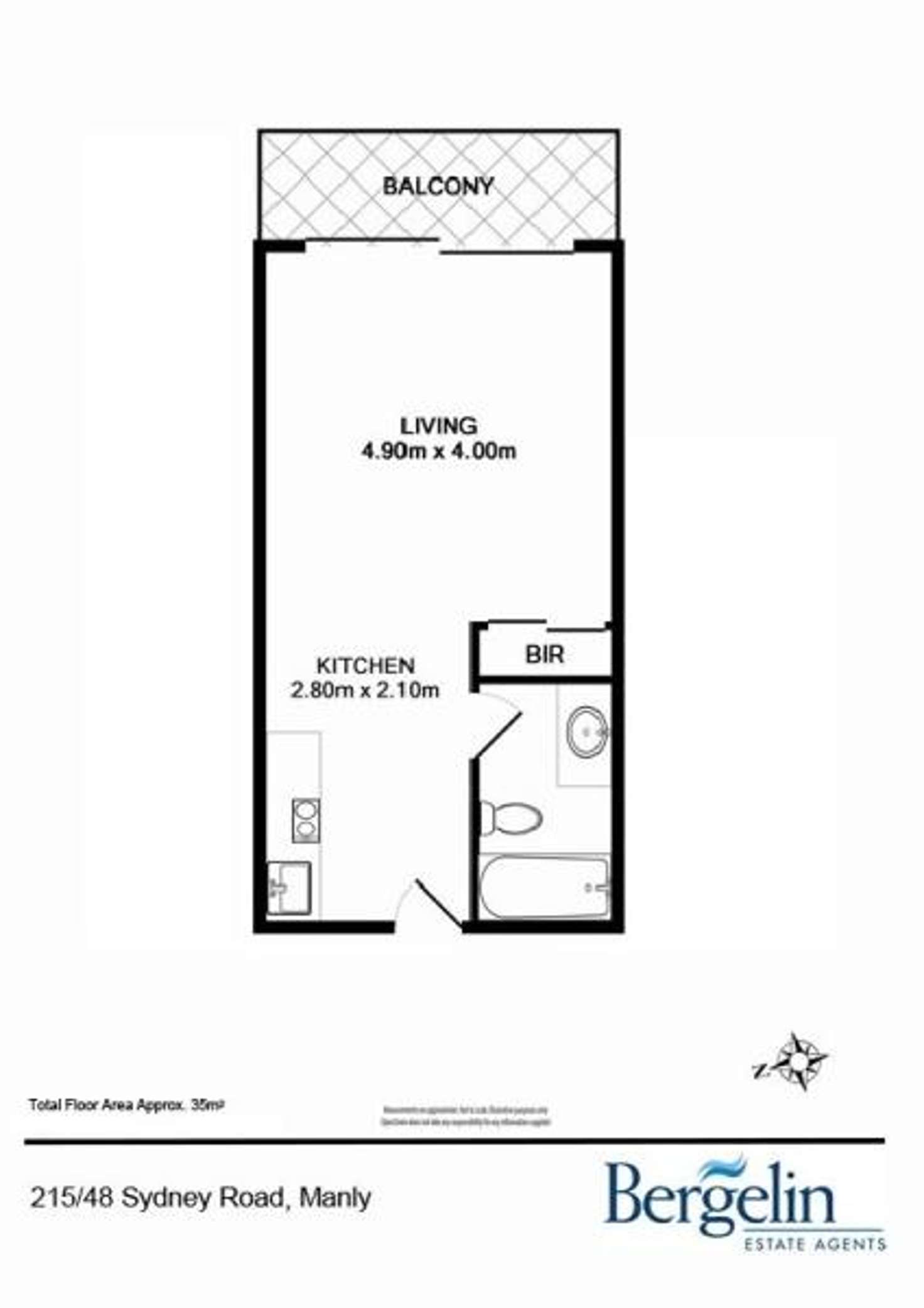 Floorplan of Homely studio listing, 215/48 Sydney Road, Manly NSW 2095