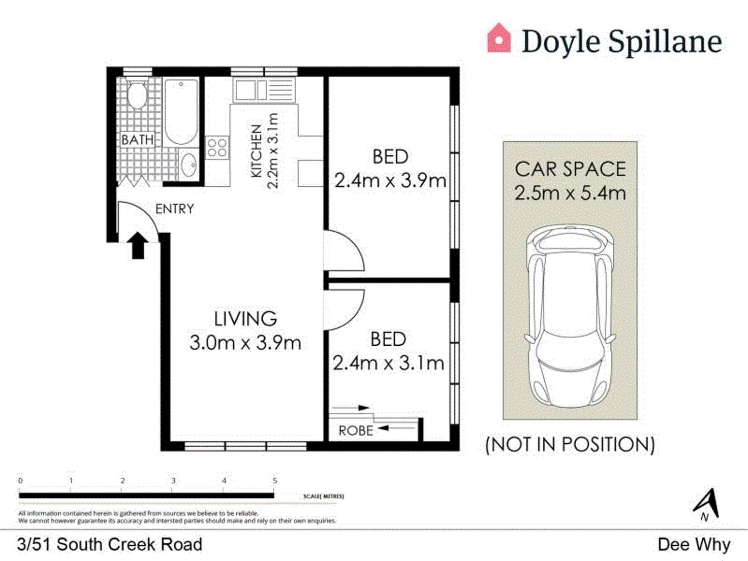 Floorplan of Homely unit listing, 3/51 South Creek Road, Dee Why NSW 2099