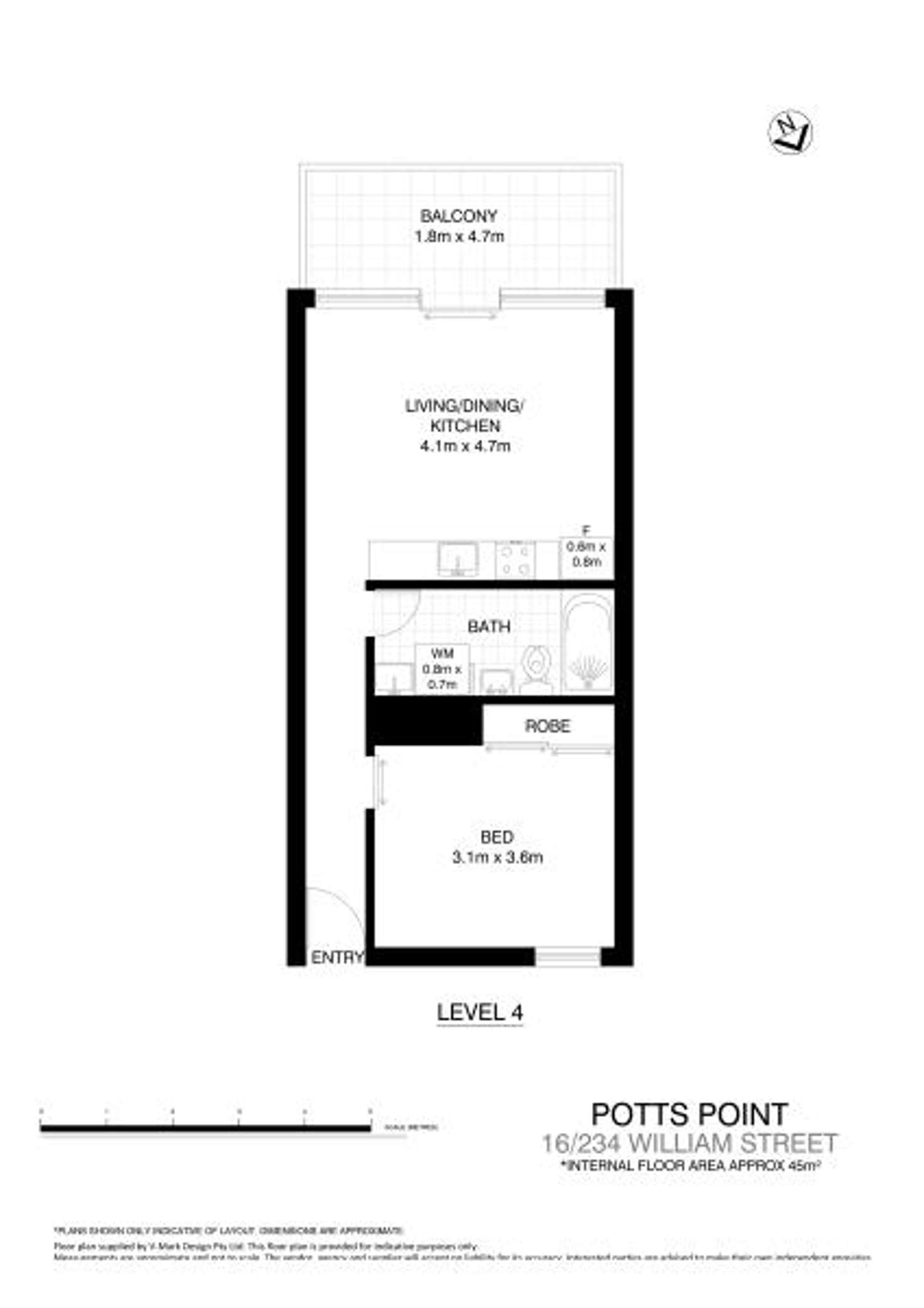 Floorplan of Homely apartment listing, 16/234 William Street, Potts Point NSW 2011