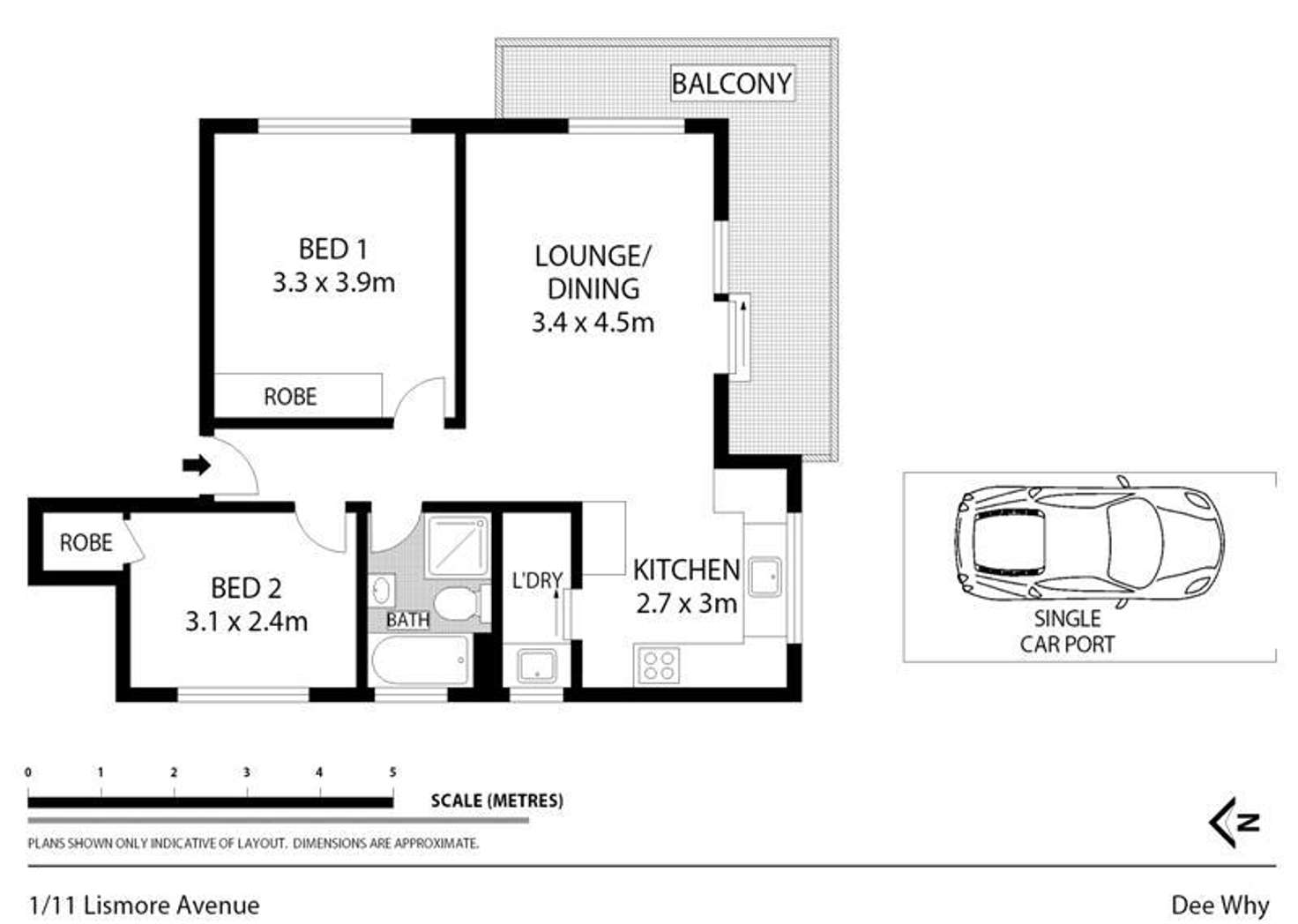 Floorplan of Homely unit listing, 1/11 Lismore Avenue, Dee Why NSW 2099