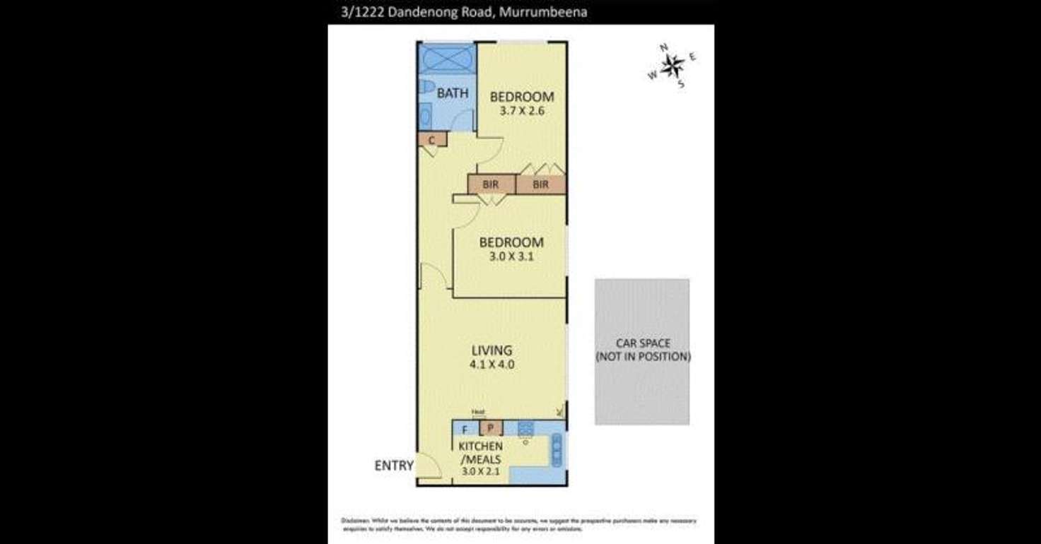 Floorplan of Homely apartment listing, 3/1222 Dandenong Road, Murrumbeena VIC 3163