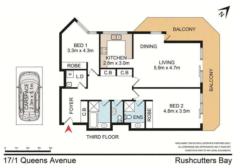 Floorplan of Homely apartment listing, 17/1 Queens Avenue, Rushcutters Bay NSW 2011