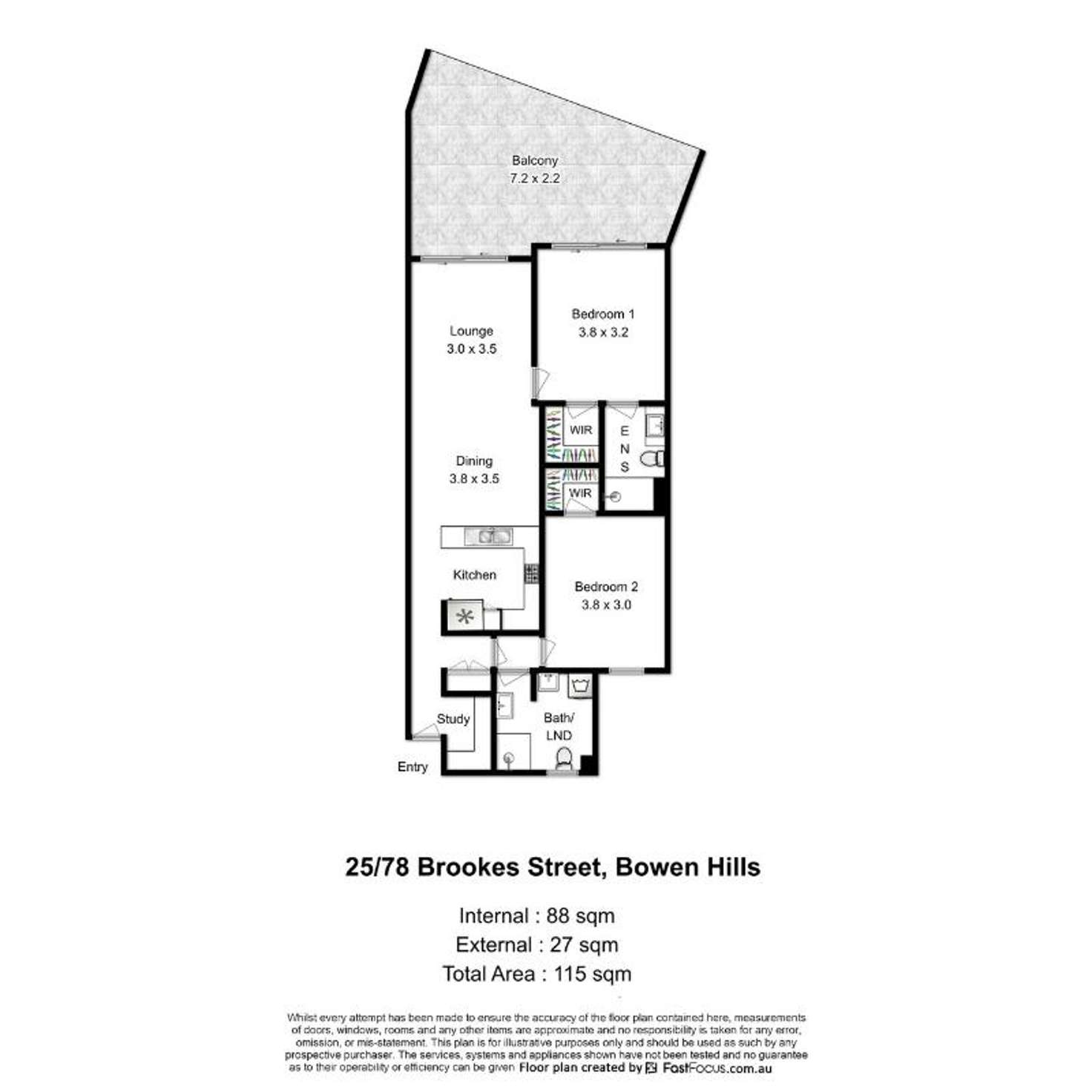 Floorplan of Homely unit listing, 25/78 Brookes St, Bowen Hills QLD 4006