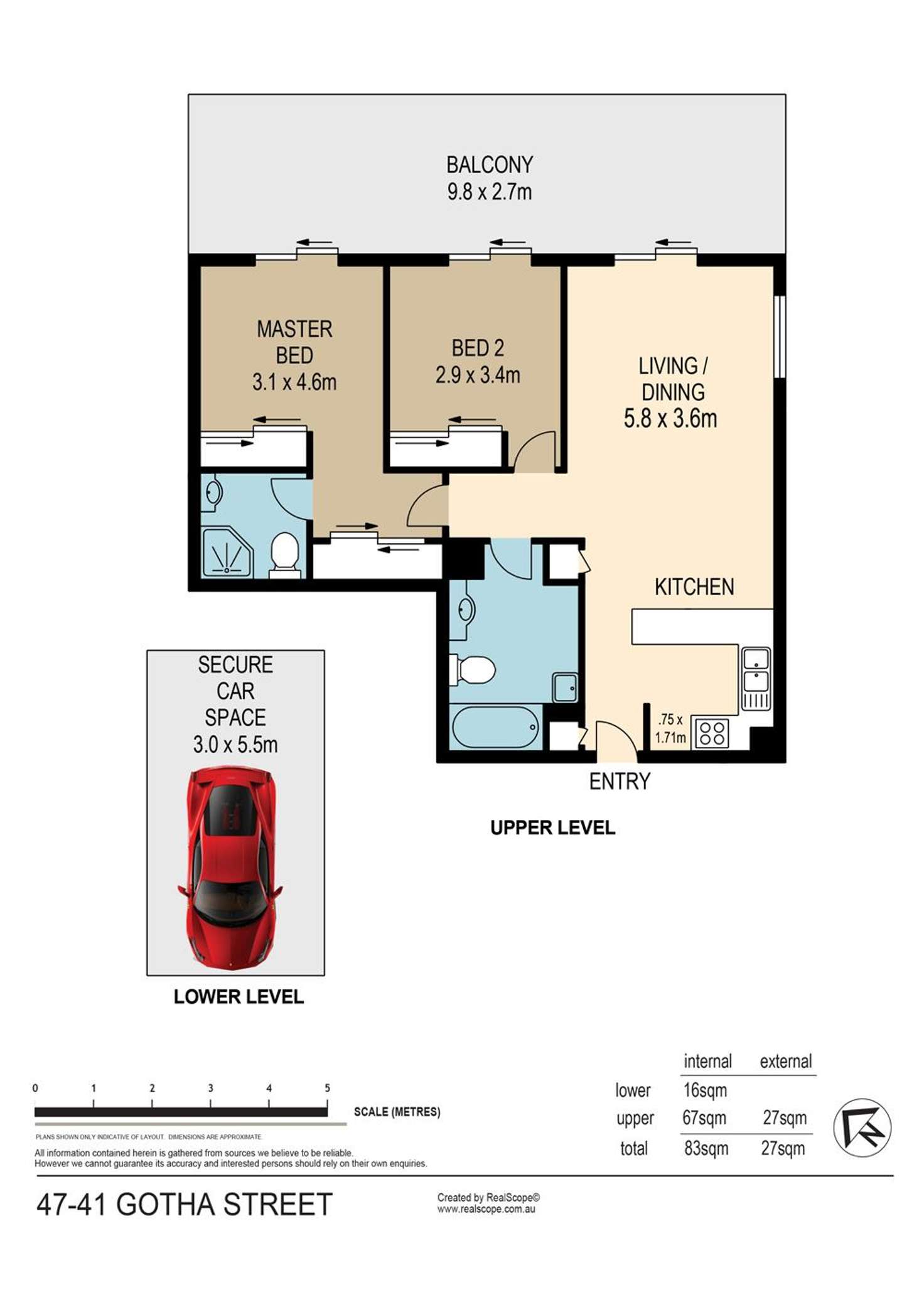 Floorplan of Homely apartment listing, L47/41 Gotha St, Fortitude Valley QLD 4006