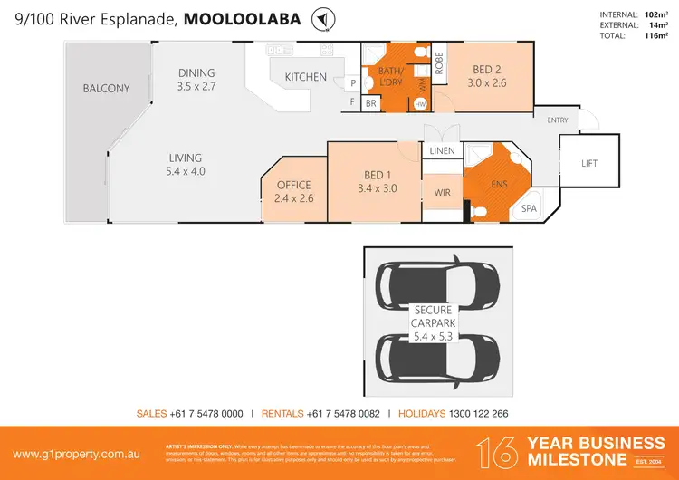 Floorplan of Homely apartment listing, 100 River Esplanade, Mooloolaba QLD 4557