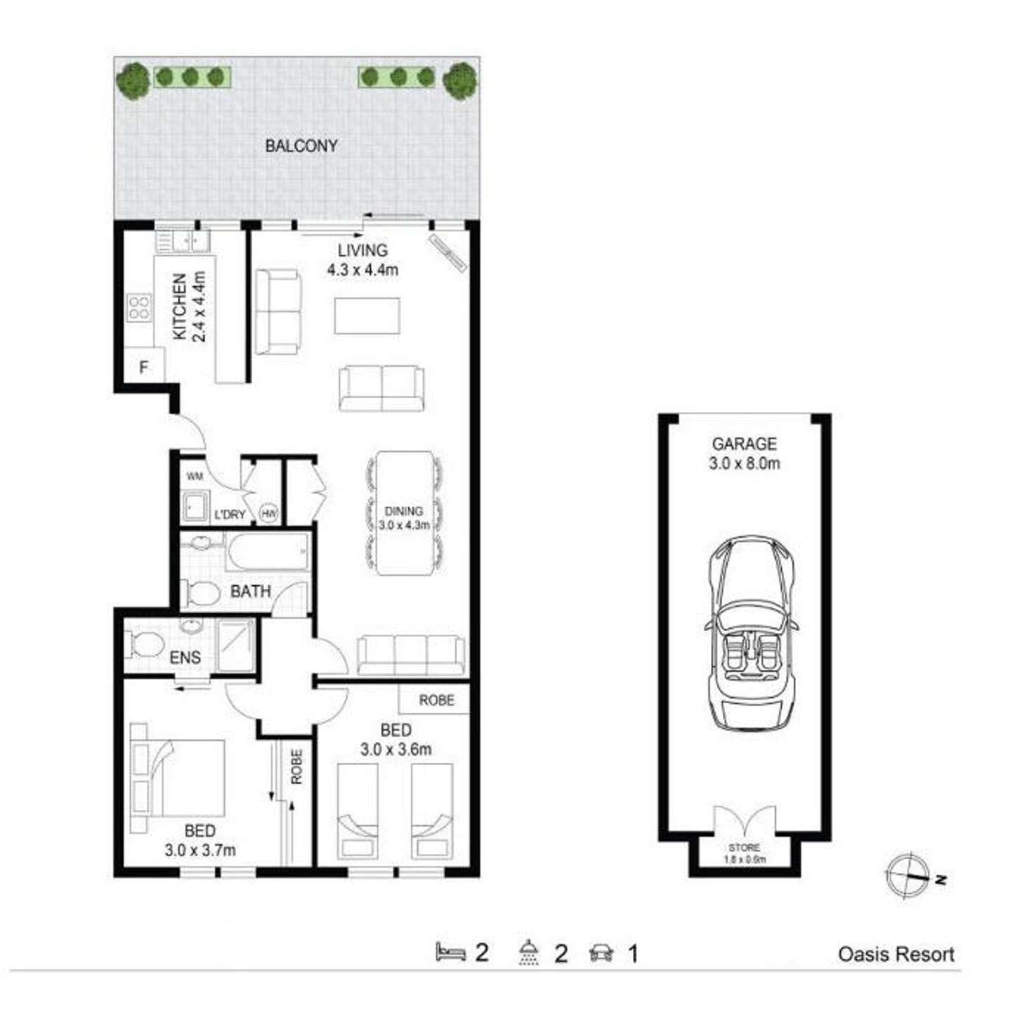 Floorplan of Homely apartment listing, 24 Scott Street, Byron Bay NSW 2481