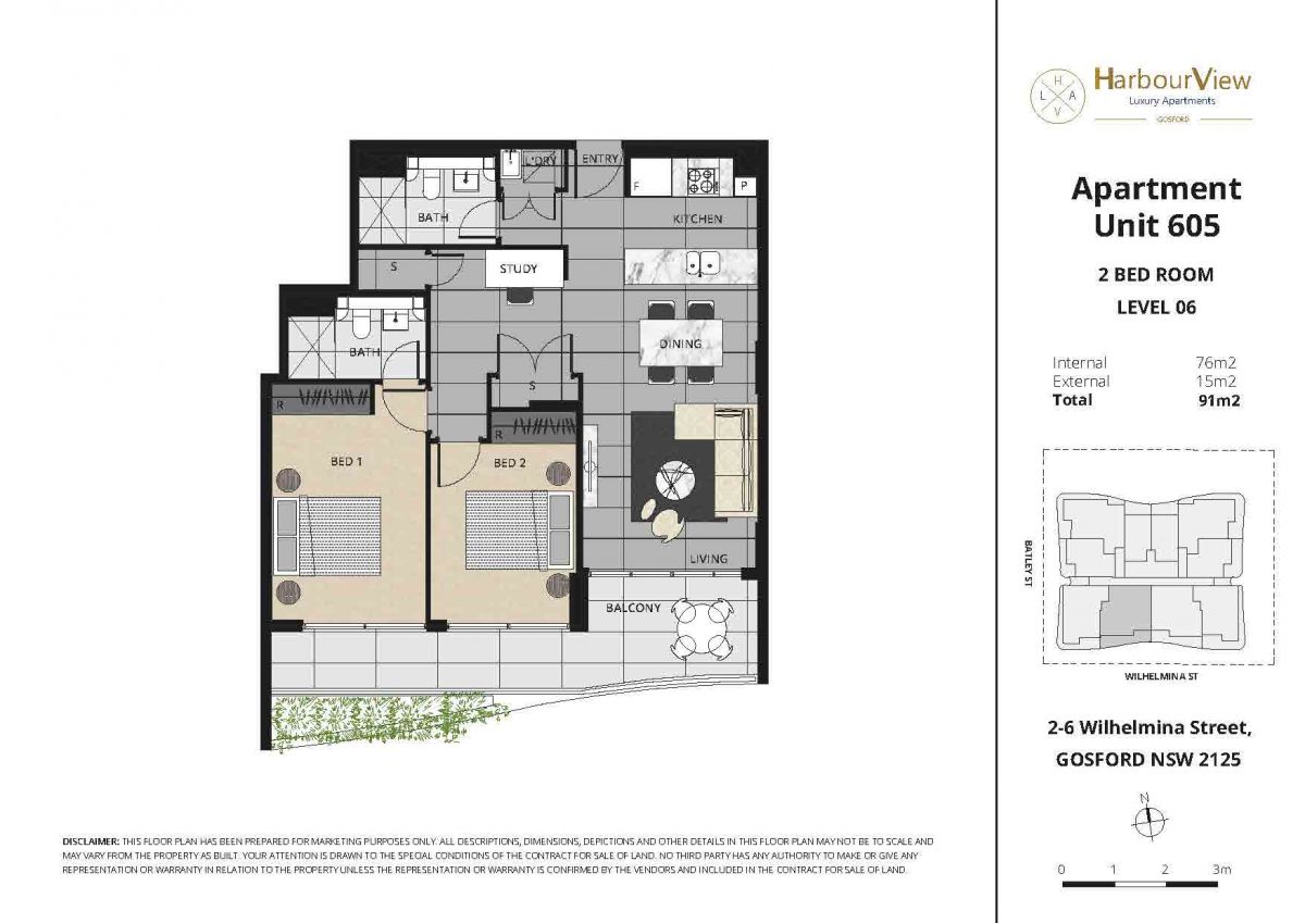Floorplan of Homely unit listing, 605/2 Wilhelmina Street, Gosford NSW 2250
