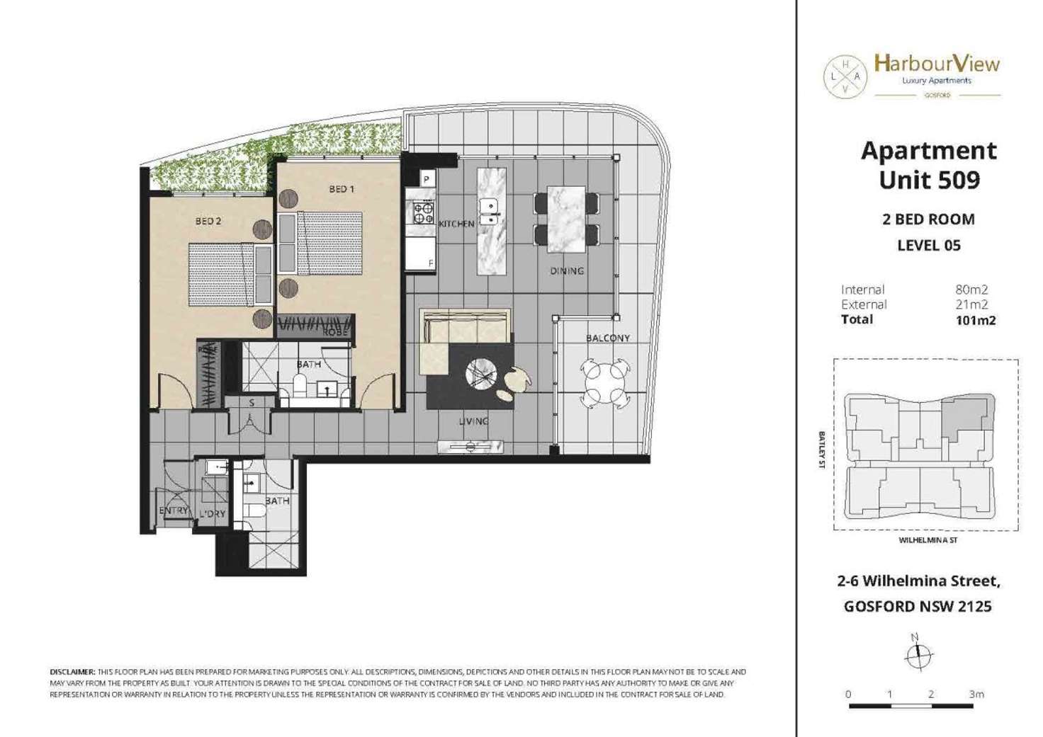 Floorplan of Homely unit listing, 509/2 Wilhelmina Street, Gosford NSW 2250