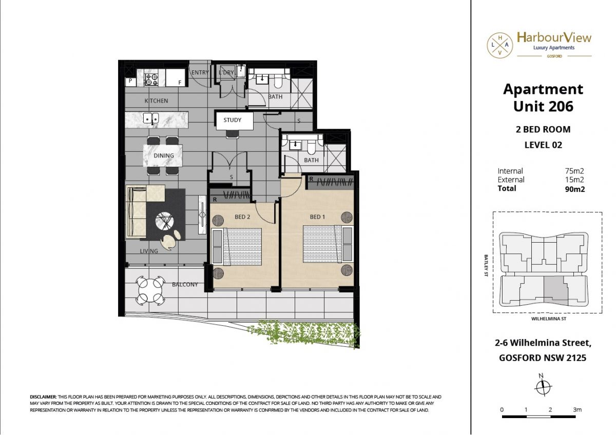 Floorplan of Homely unit listing, 206/2 Wilhelmina Street, Gosford NSW 2250