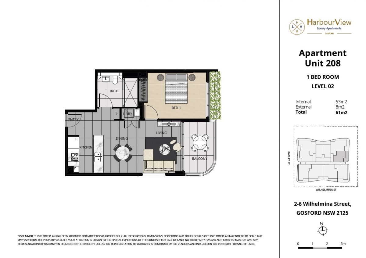 Floorplan of Homely unit listing, 208/2 Wilhelmina Street, Gosford NSW 2250