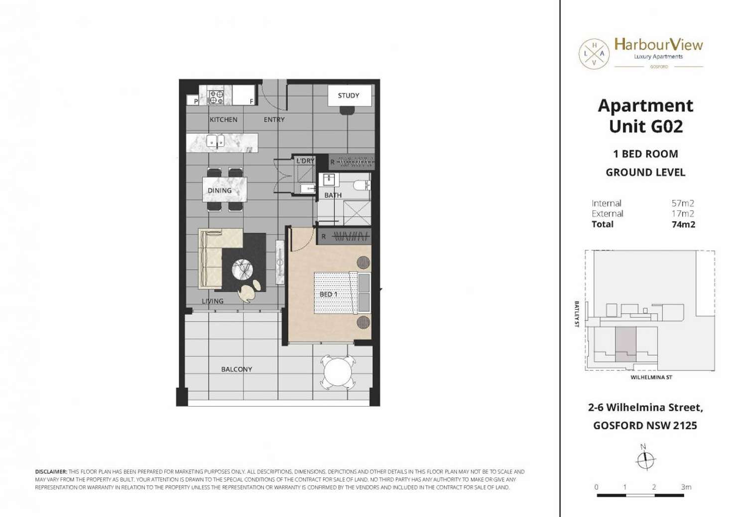 Floorplan of Homely unit listing, G02/2 Wilhelmina Street, Gosford NSW 2250