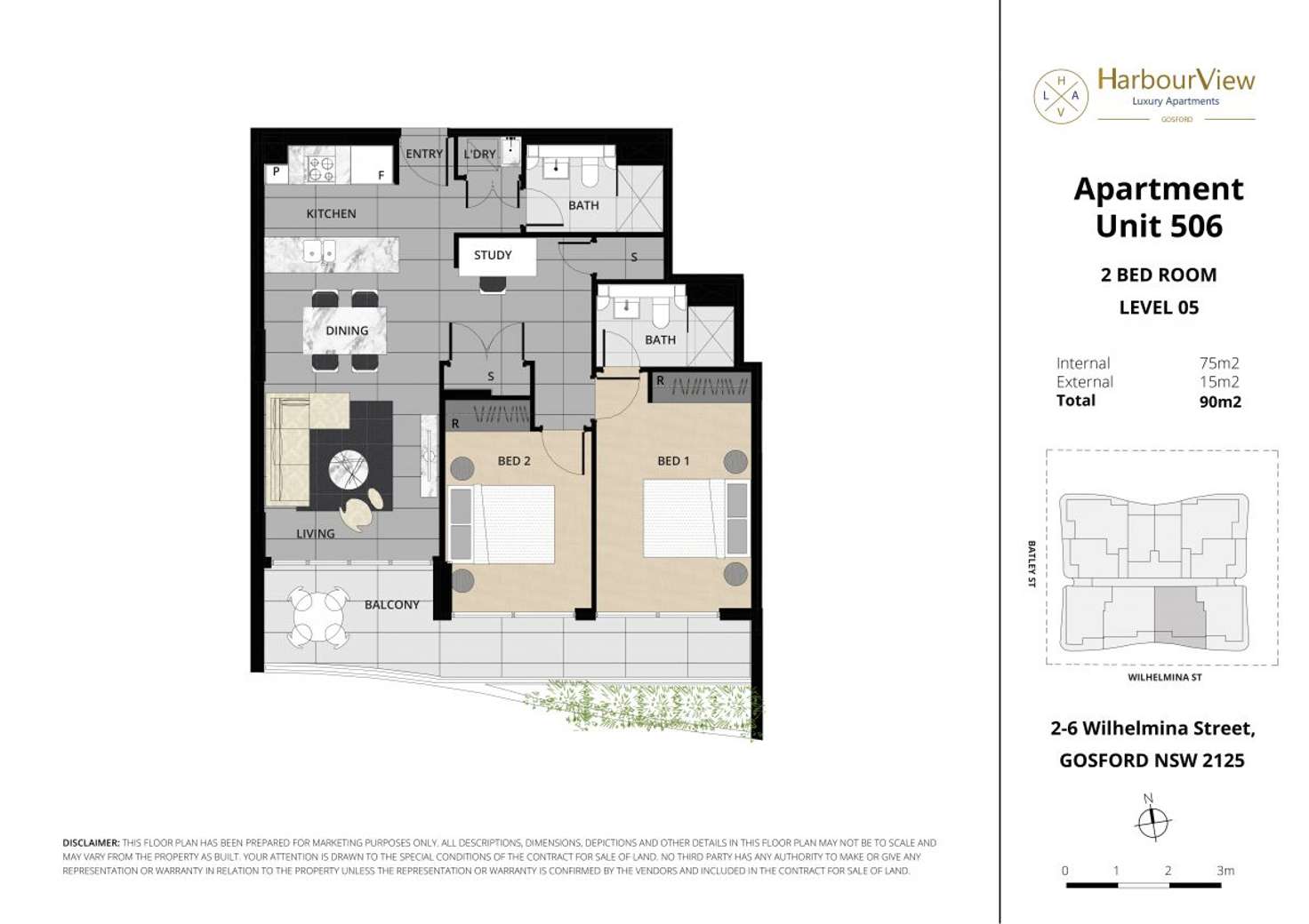 Floorplan of Homely unit listing, 506/2 Wilhelmina Street, Gosford NSW 2250