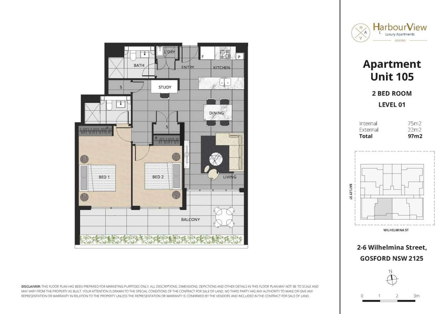 Floorplan of Homely unit listing, 105/2 Wilhelmina Street, Gosford NSW 2250