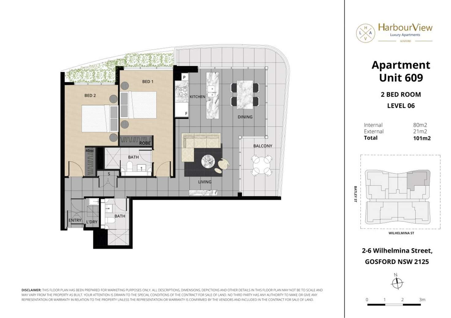 Floorplan of Homely unit listing, 609/2 Wilhelmina Street, Gosford NSW 2250