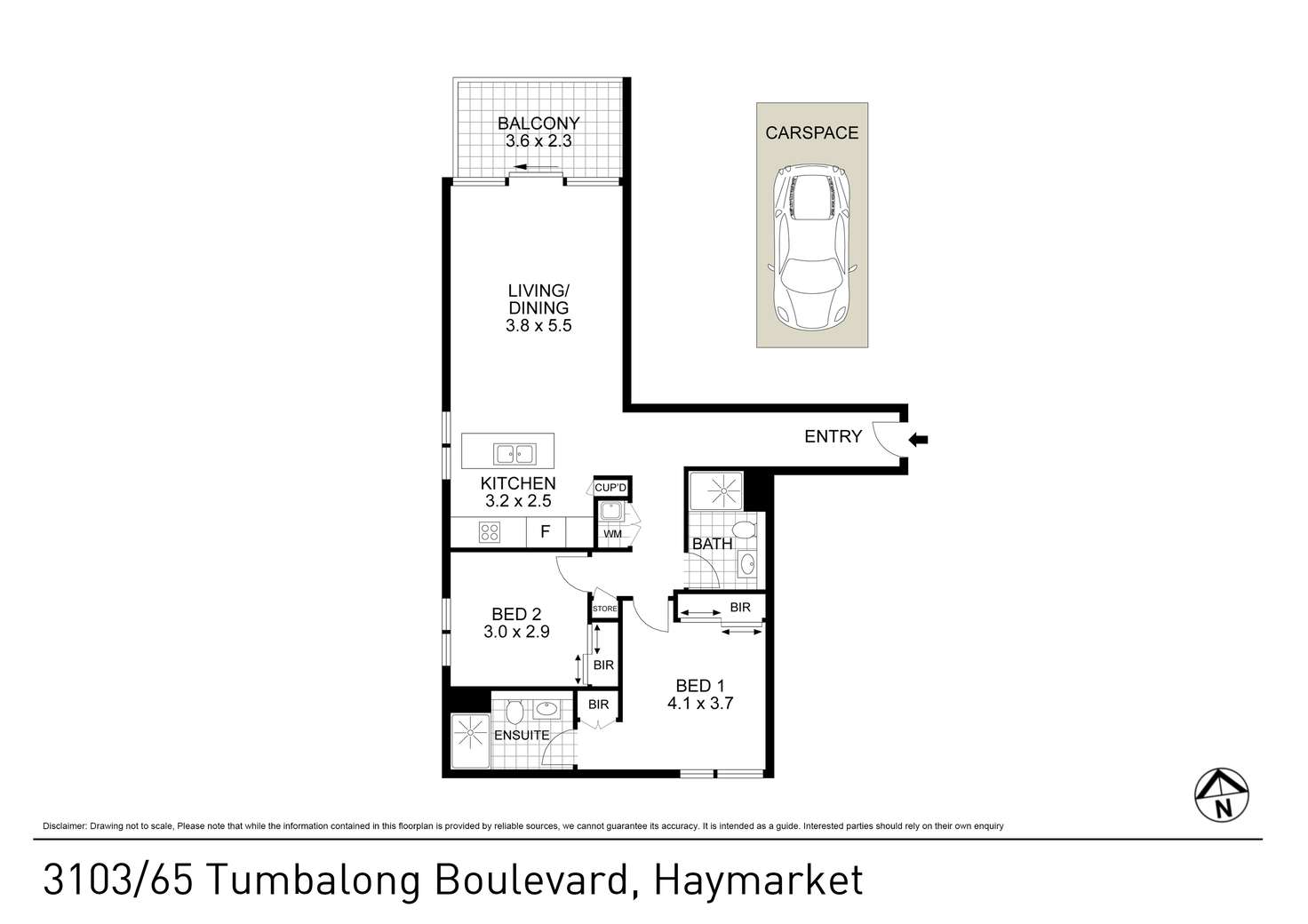 Floorplan of Homely apartment listing, 3103/65 Tumbalong Boulevard, Haymarket NSW 2000