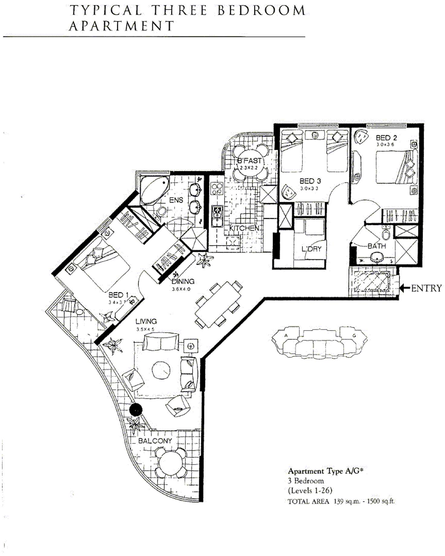 Floorplan of Homely apartment listing, ID:3882464/32 Macrossan Street, Brisbane City QLD 4000