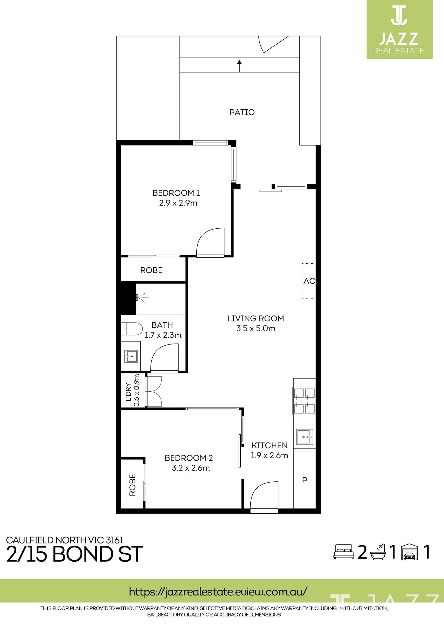 Floorplan of Homely unit listing, 2/15 Bond Street, Caulfield North VIC 3161