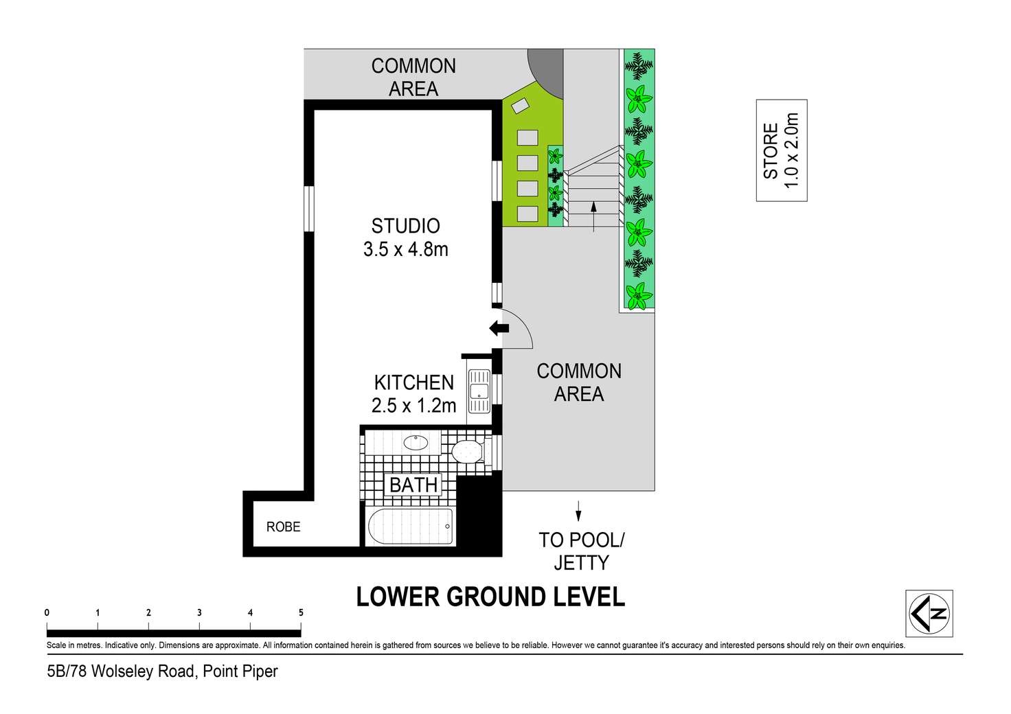 Floorplan of Homely studio listing, 5B/78 Wolseley Road, Point Piper NSW 2027