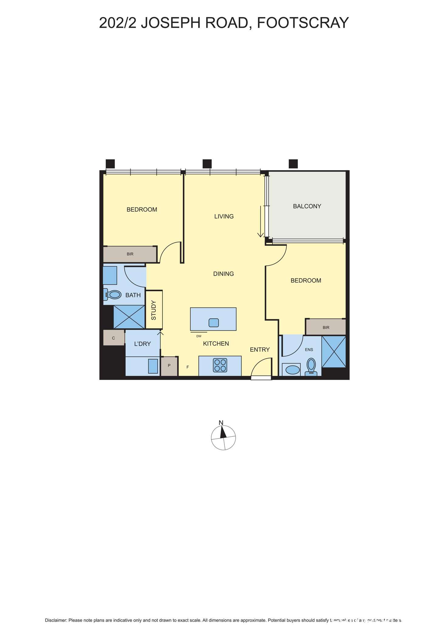 Floorplan of Homely apartment listing, 202/2 Joseph Road, Footscray VIC 3011