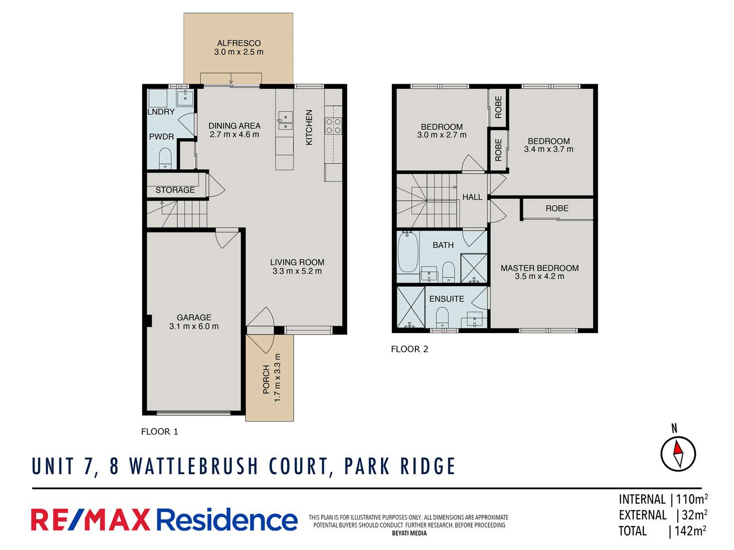 Floorplan of Homely townhouse listing, 7/8 Wattlebrush Court, Park Ridge QLD 4125