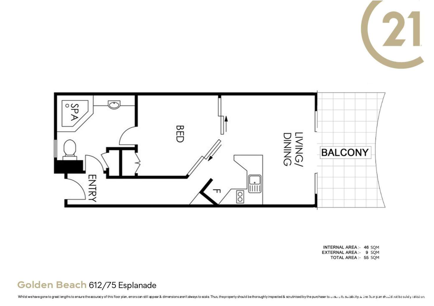 Floorplan of Homely unit listing, Unit 612 'Ramada Resort' 75 Esplanade, Golden Beach QLD 4551