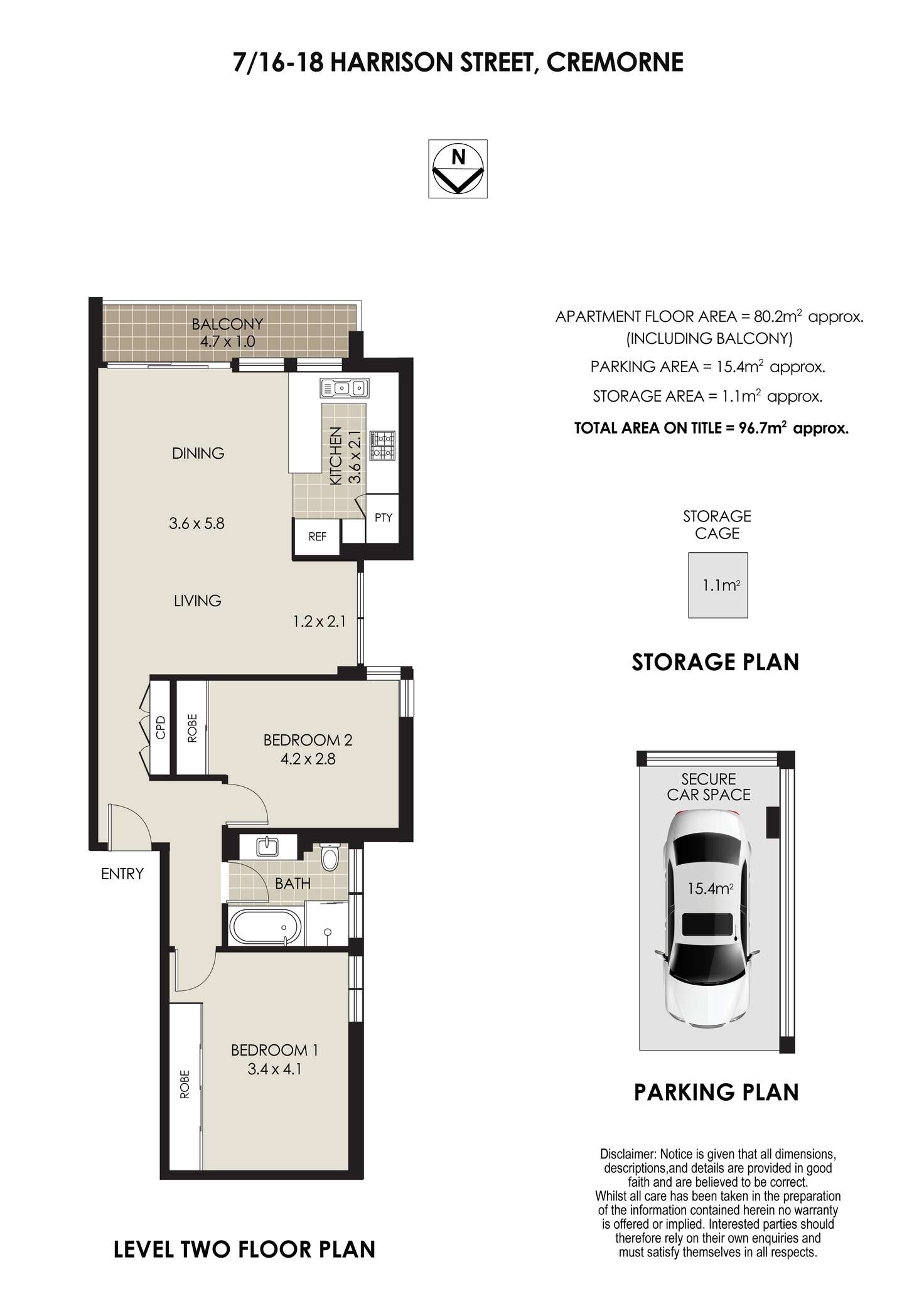 Floorplan of Homely apartment listing, 7/16-18 Harrison Street, Cremorne NSW 2090