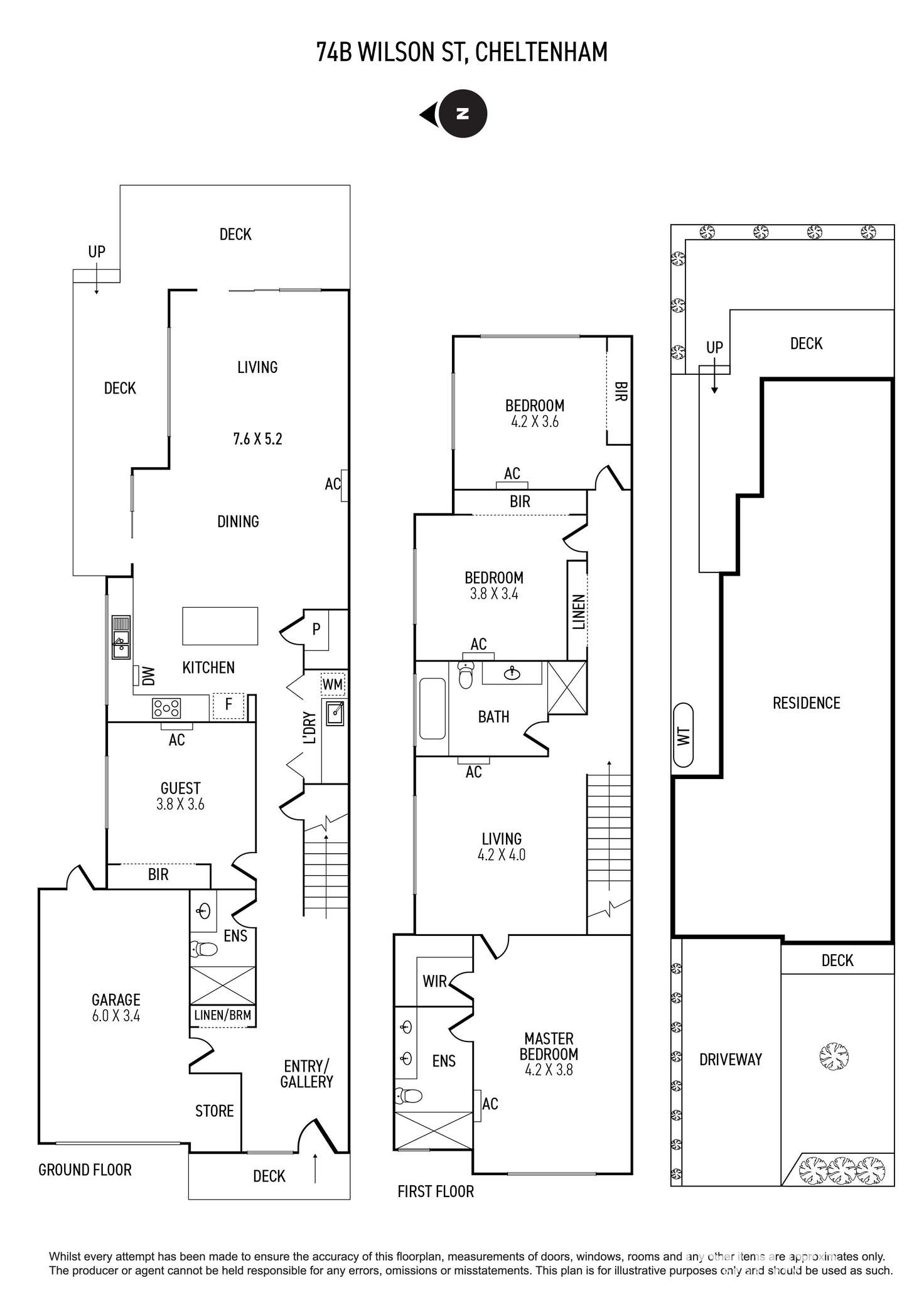 Floorplan of Homely townhouse listing, 74B Wilson Street, Cheltenham VIC 3192