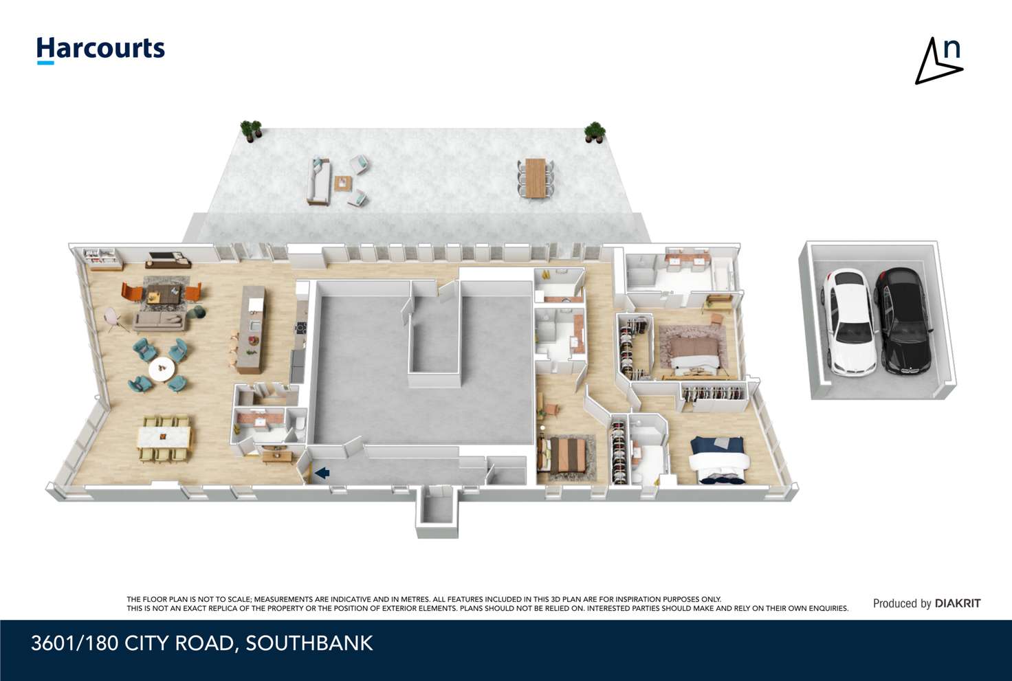 Floorplan of Homely townhouse listing, 3601/180 City Road, Southbank VIC 3006