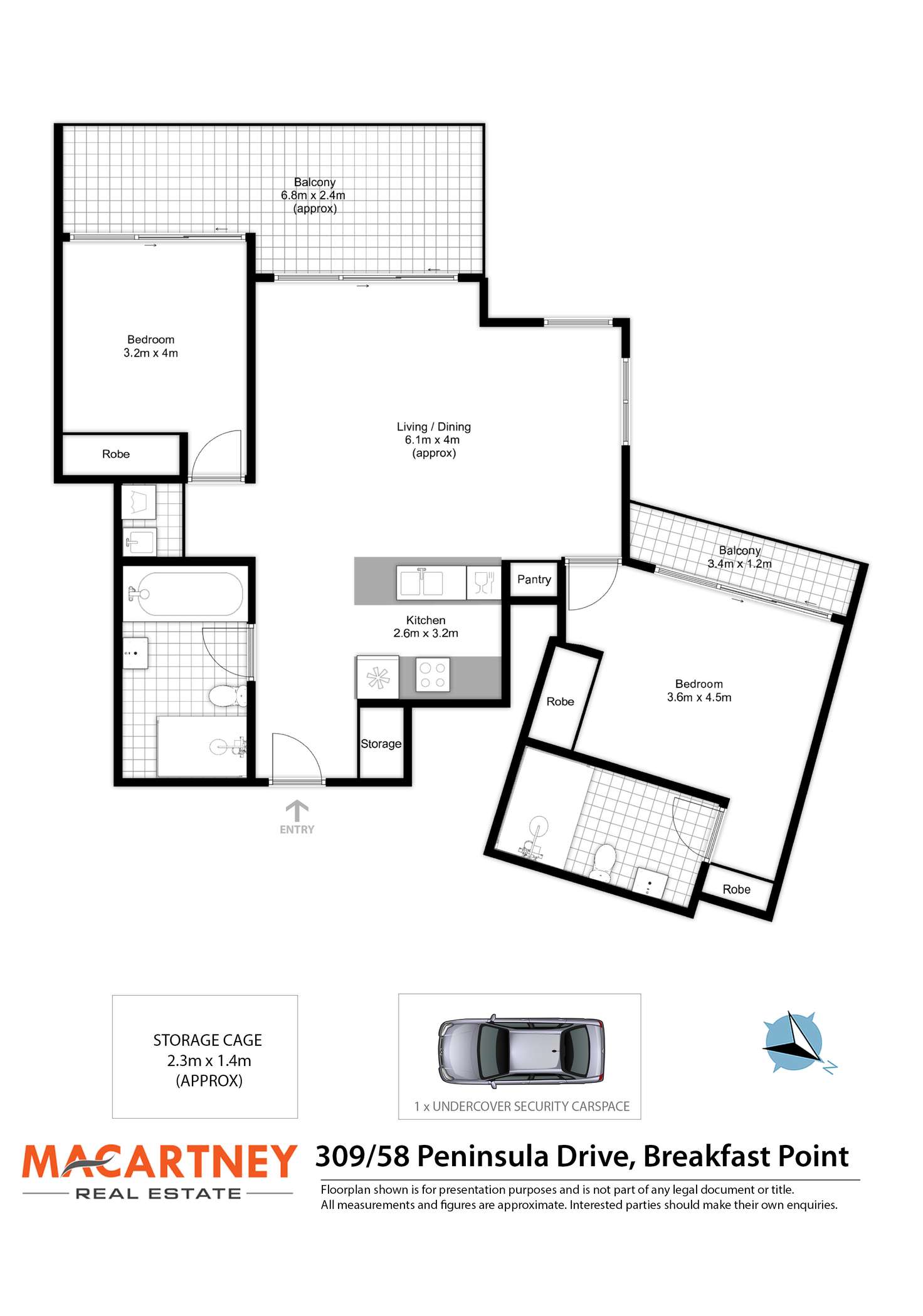 Floorplan of Homely apartment listing, 309/55-58 Peninsula Drive, Breakfast Point NSW 2137