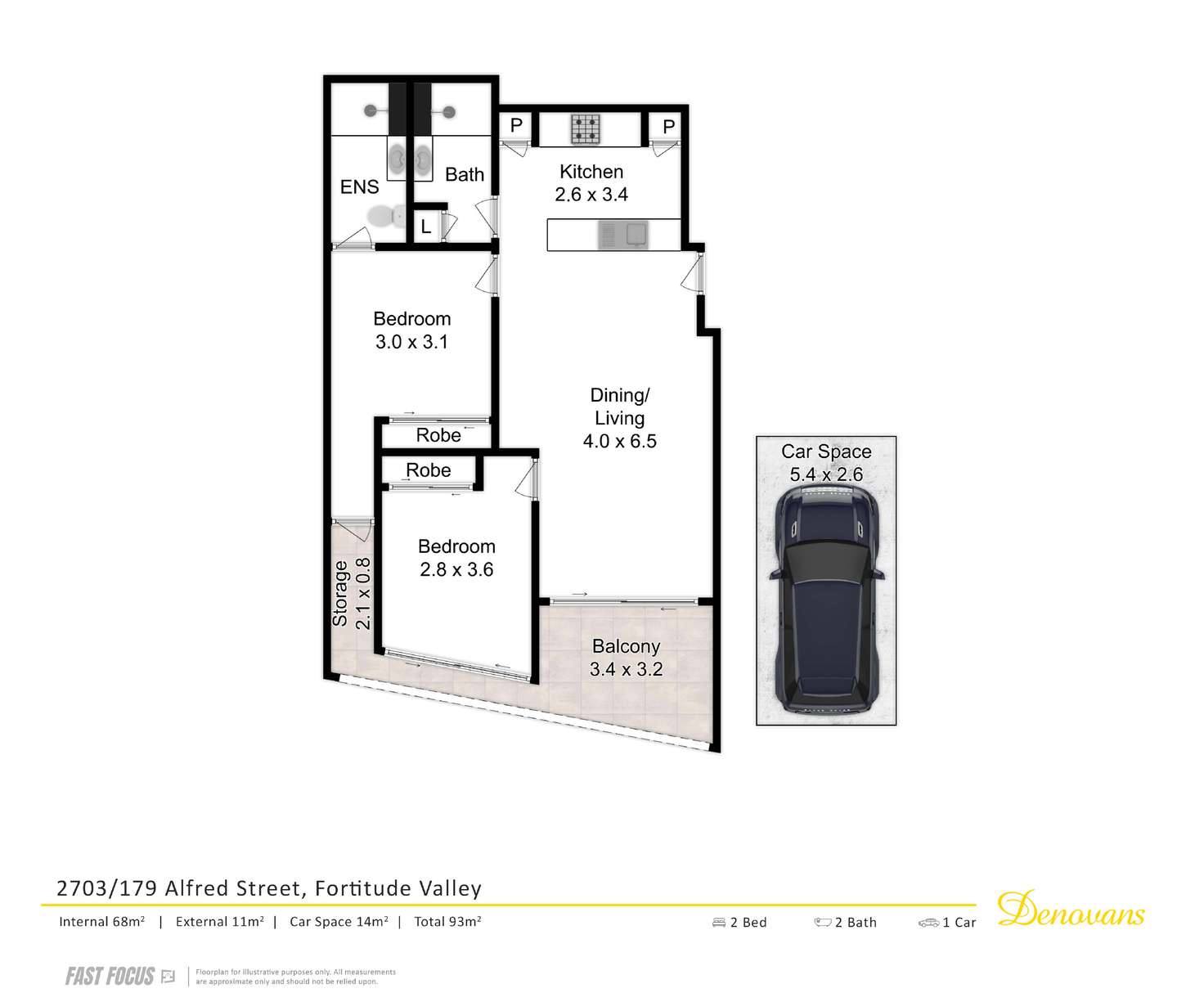 Floorplan of Homely apartment listing, 2703/179 Alfred Street, Fortitude Valley QLD 4006