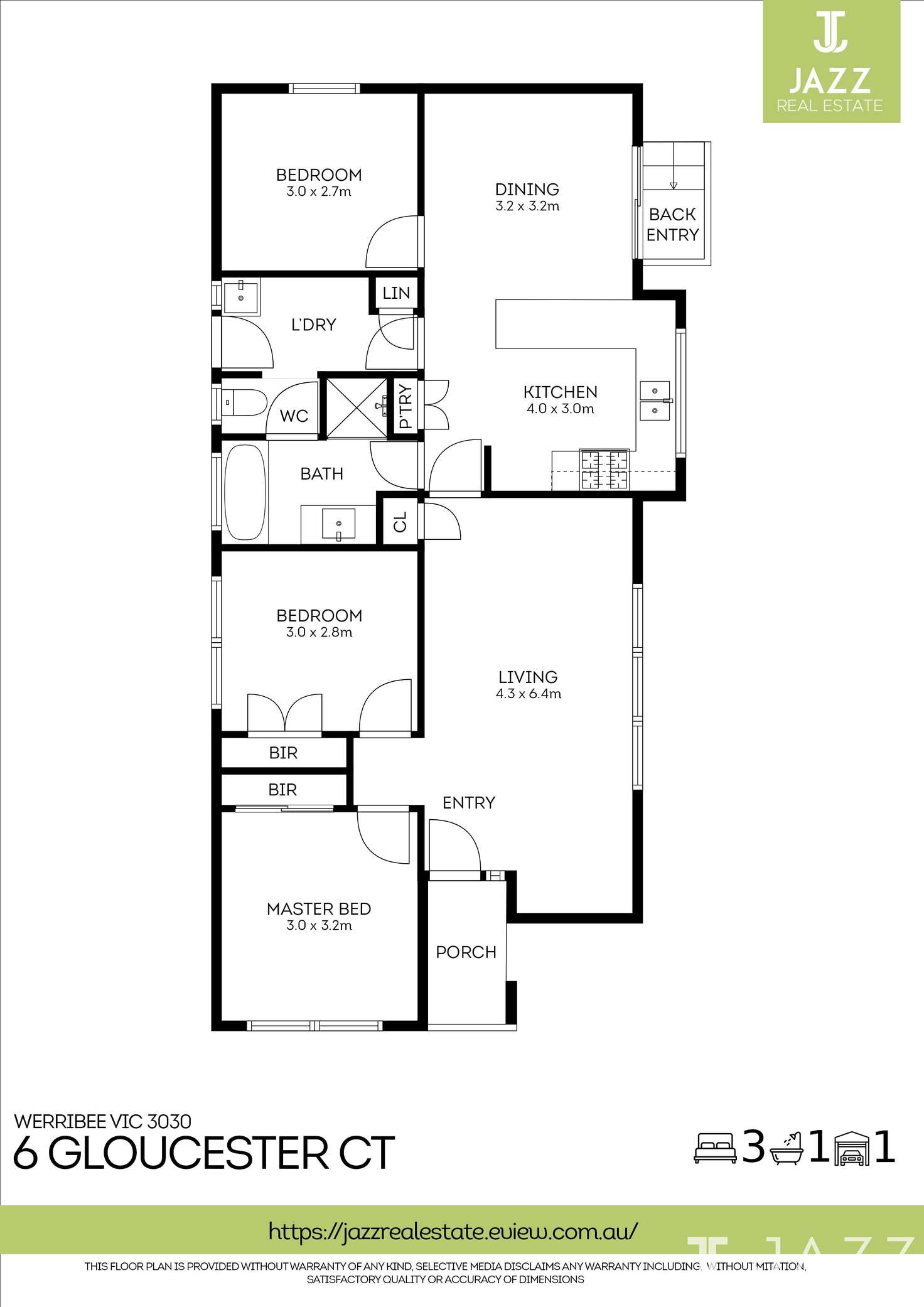 Floorplan of Homely house listing, 6 Gloucester Court, Werribee VIC 3030
