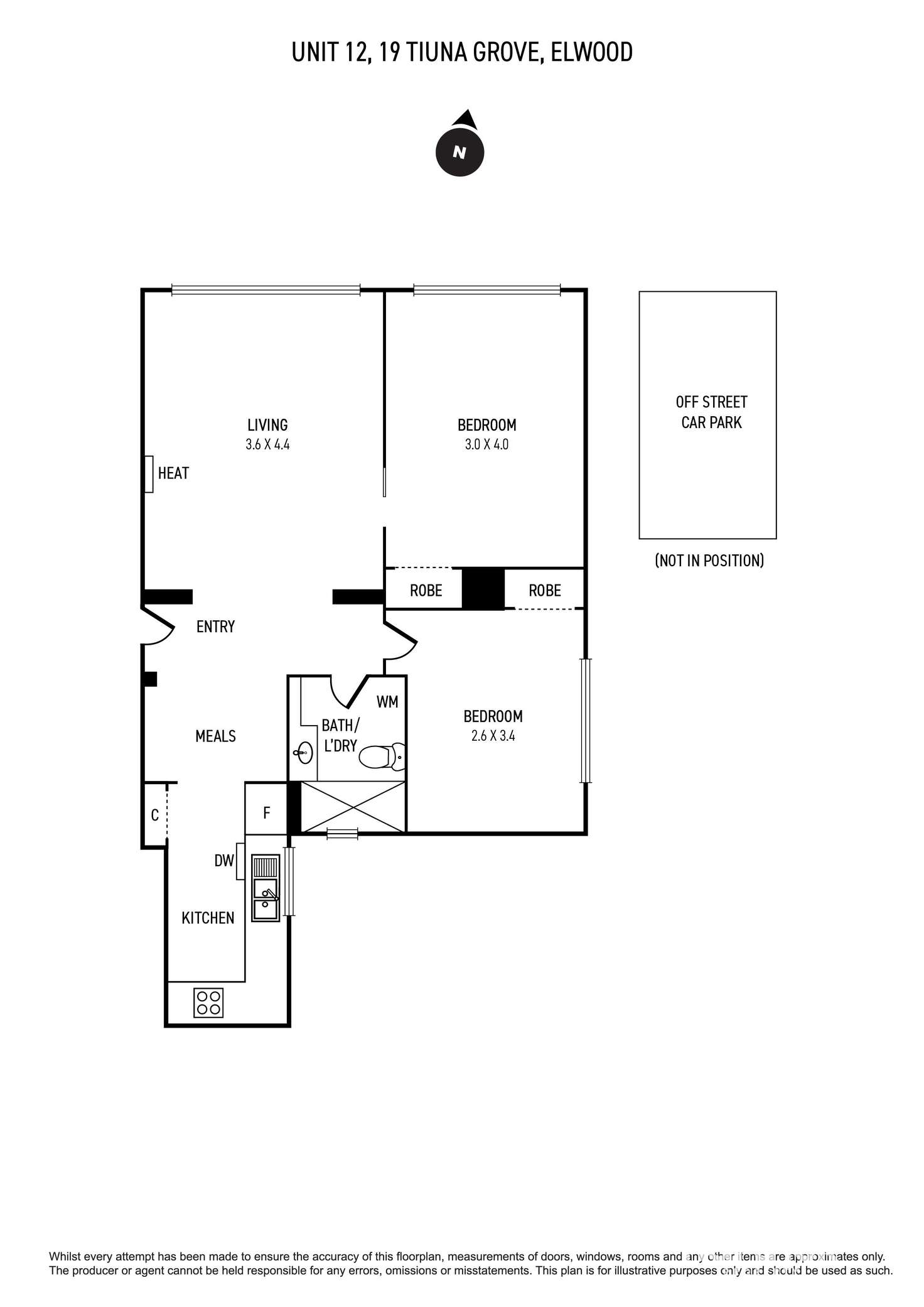 Floorplan of Homely apartment listing, 12/19 Tiuna Grove, Elwood VIC 3184