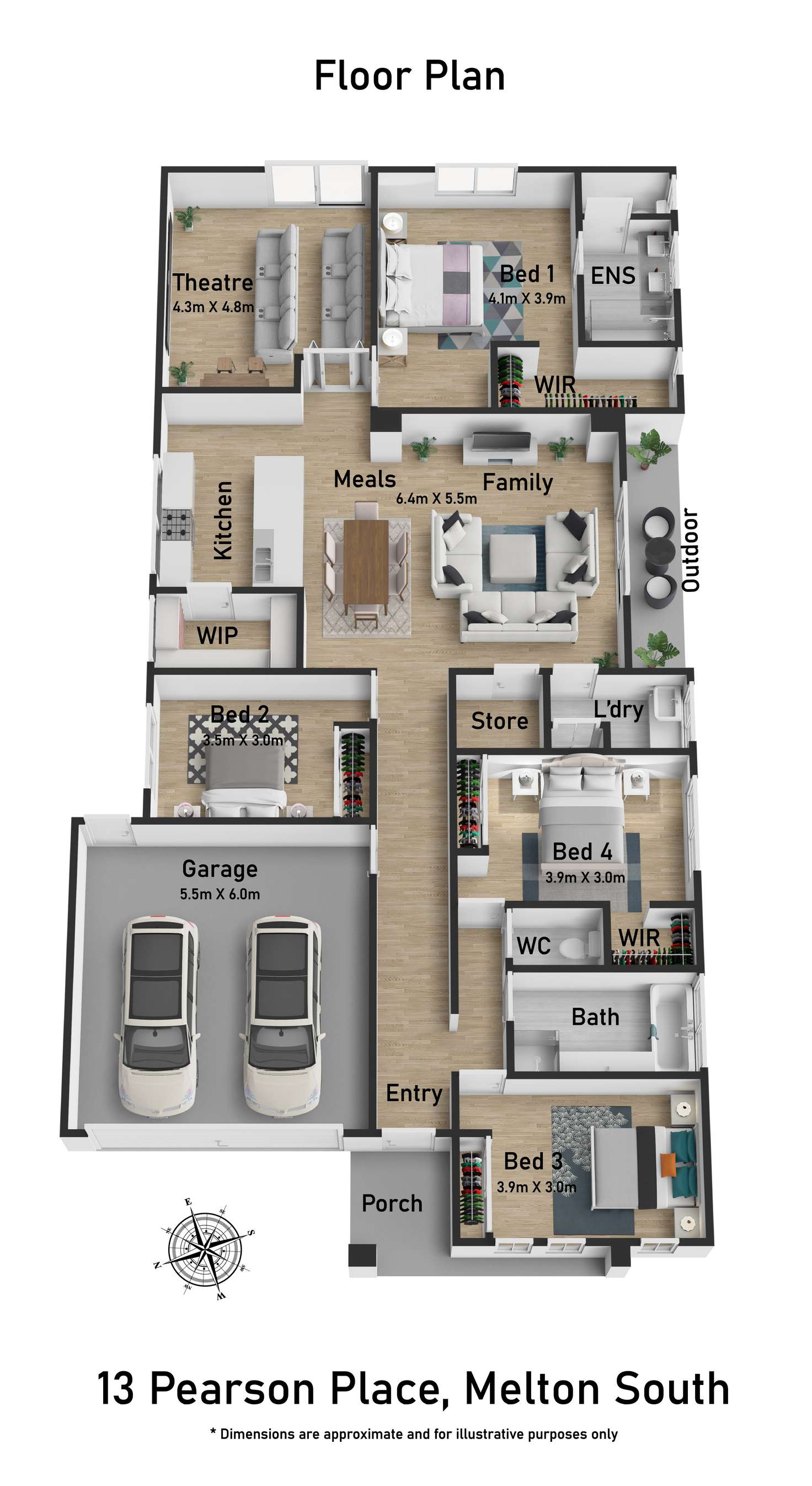 Floorplan of Homely house listing, 13 Pearson Place, Melton South VIC 3338