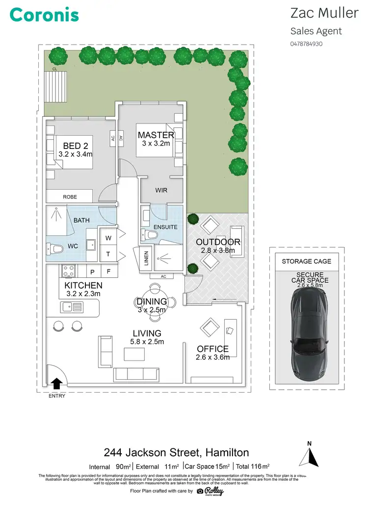 Floorplan of Homely unit listing, 2/44 Jackson Street, Hamilton QLD 4007