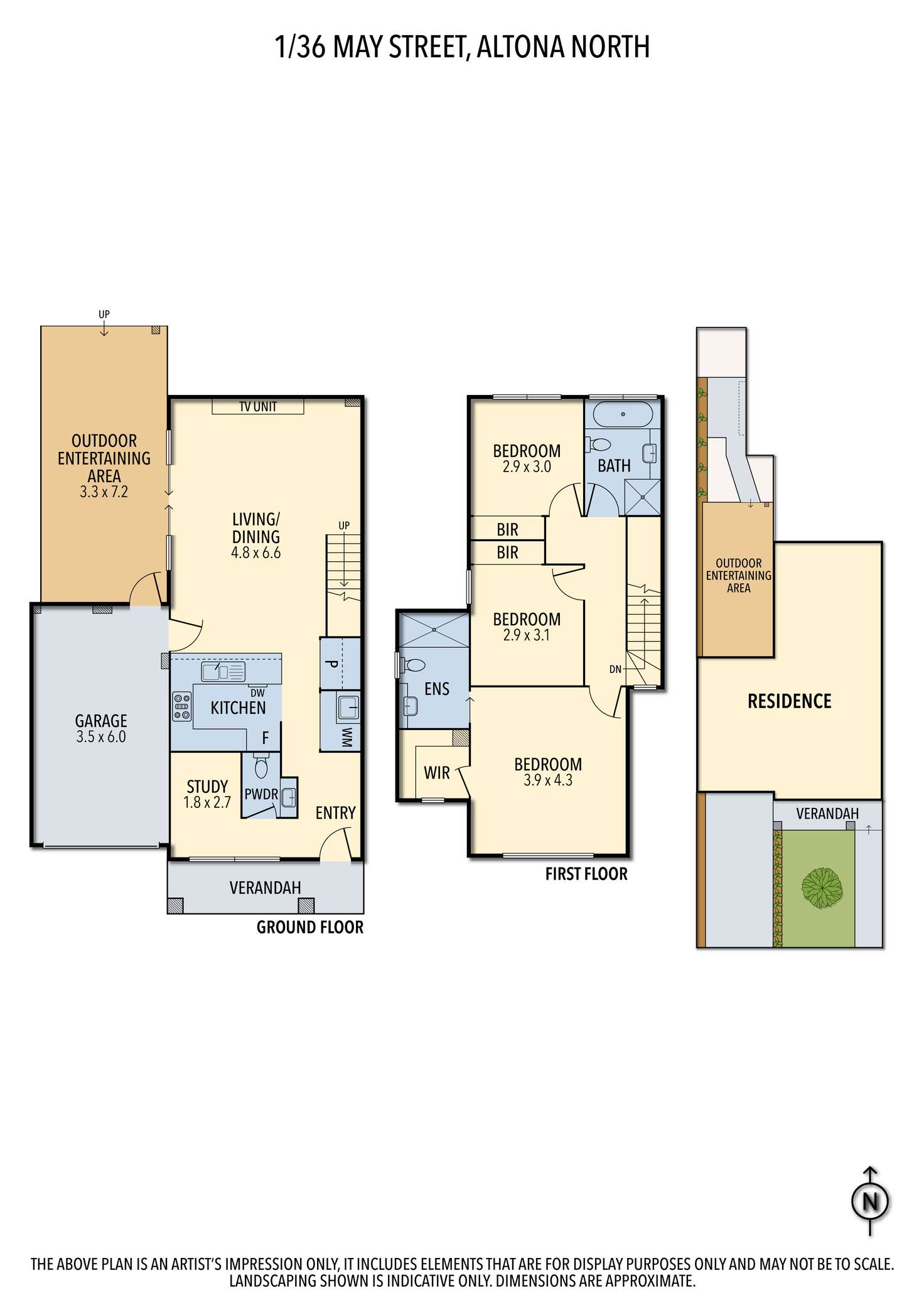 Floorplan of Homely townhouse listing, 1/36 May Street, Altona North VIC 3025