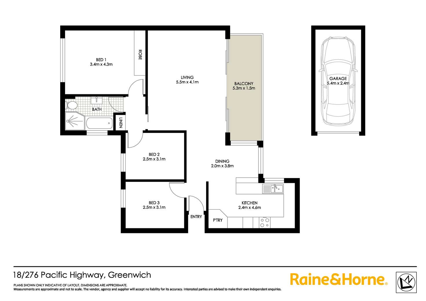 Floorplan of Homely apartment listing, 18/276 Pacific Highway, Greenwich NSW 2065