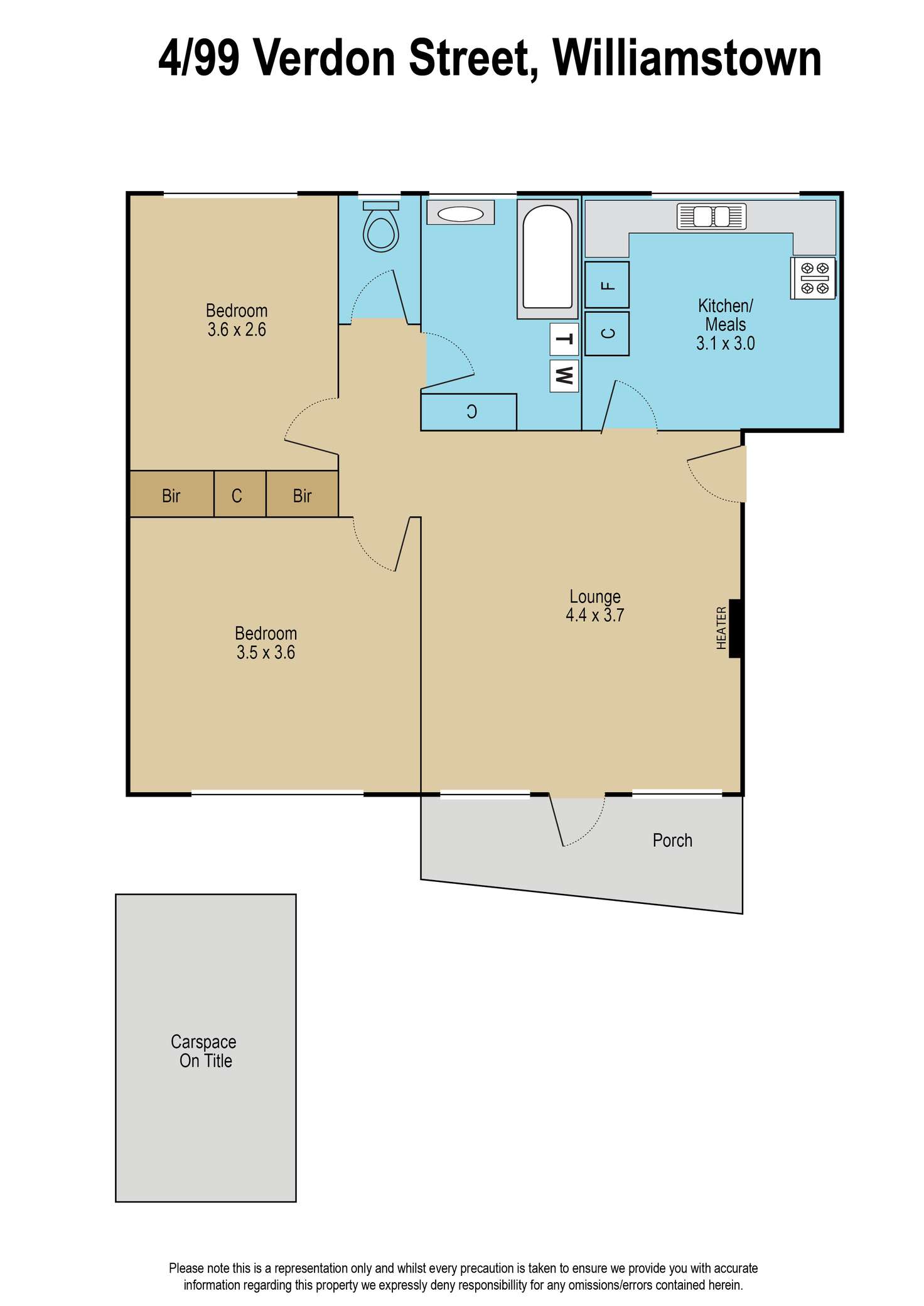 Floorplan of Homely apartment listing, 4/99 Verdon Street, Williamstown VIC 3016