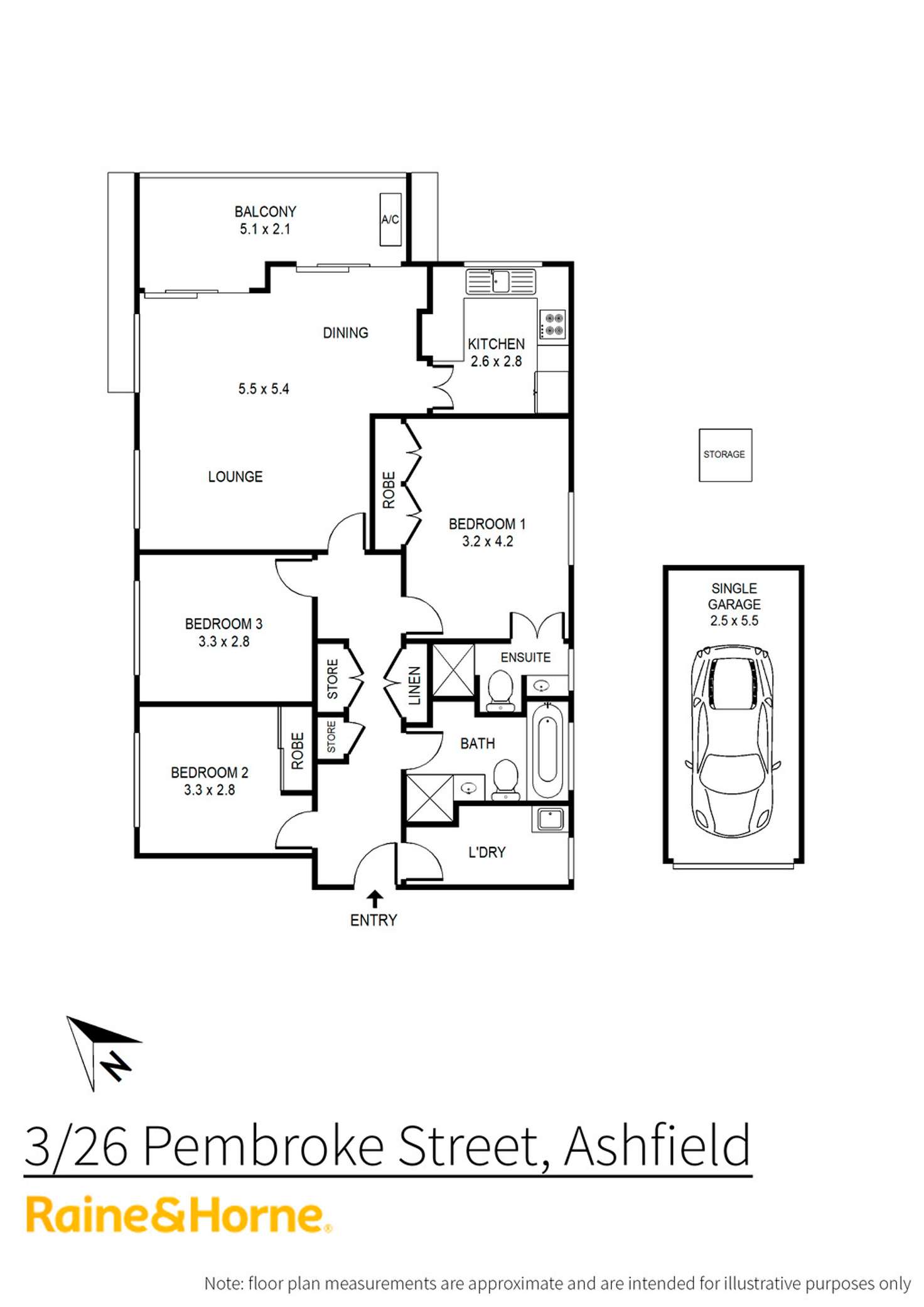 Floorplan of Homely unit listing, 3/26 Pembroke Street, Ashfield NSW 2131