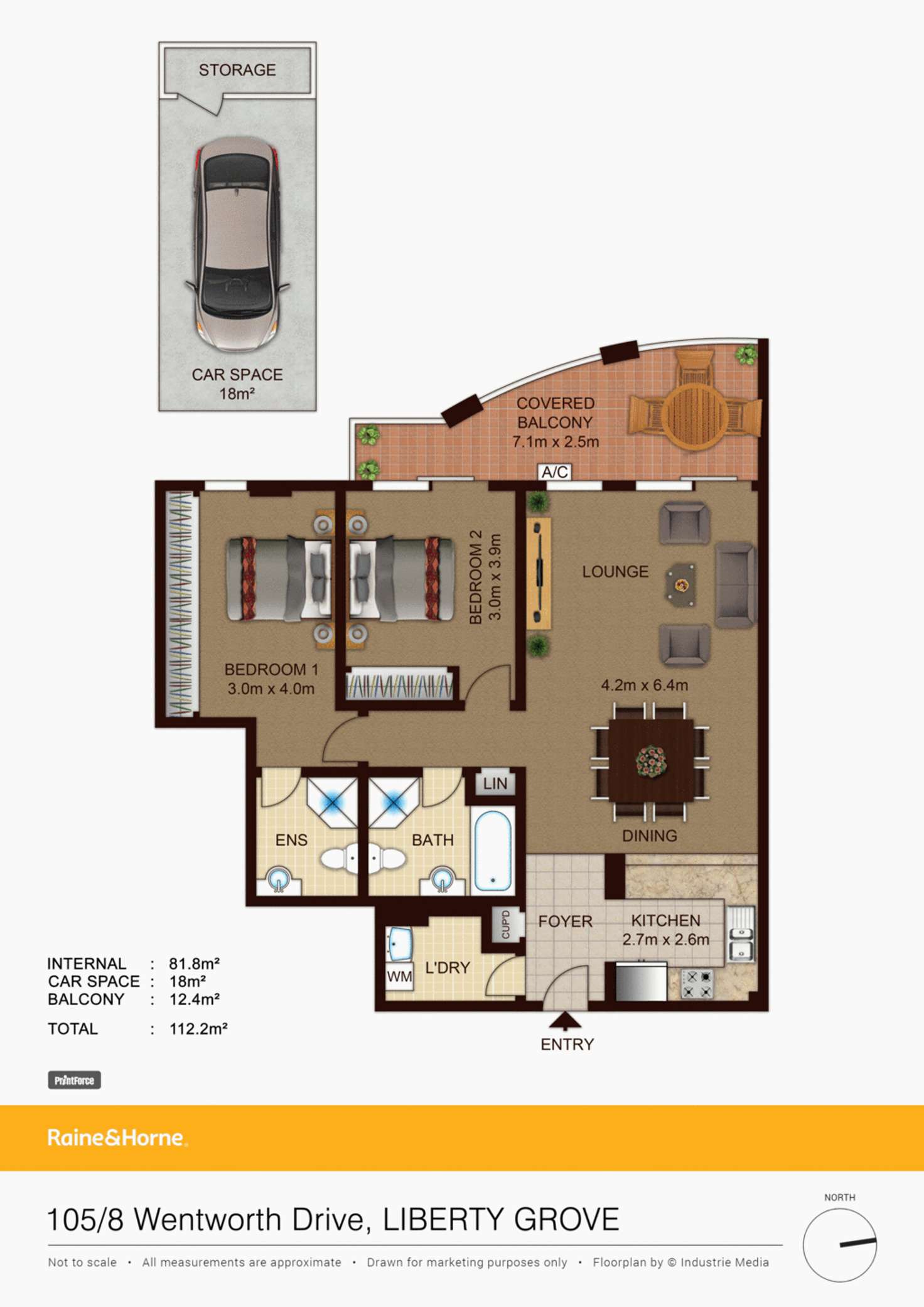 Floorplan of Homely apartment listing, 105/8 Wentworth Drive, Liberty Grove NSW 2138