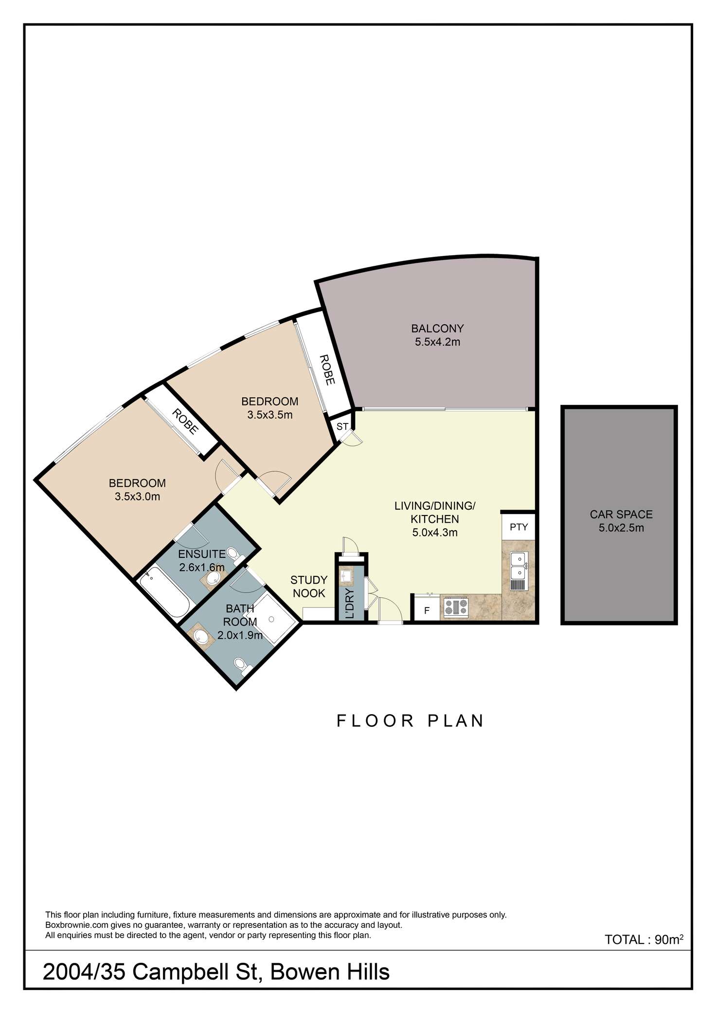Floorplan of Homely unit listing, 2004/35 Campbell Street, Bowen Hills QLD 4006