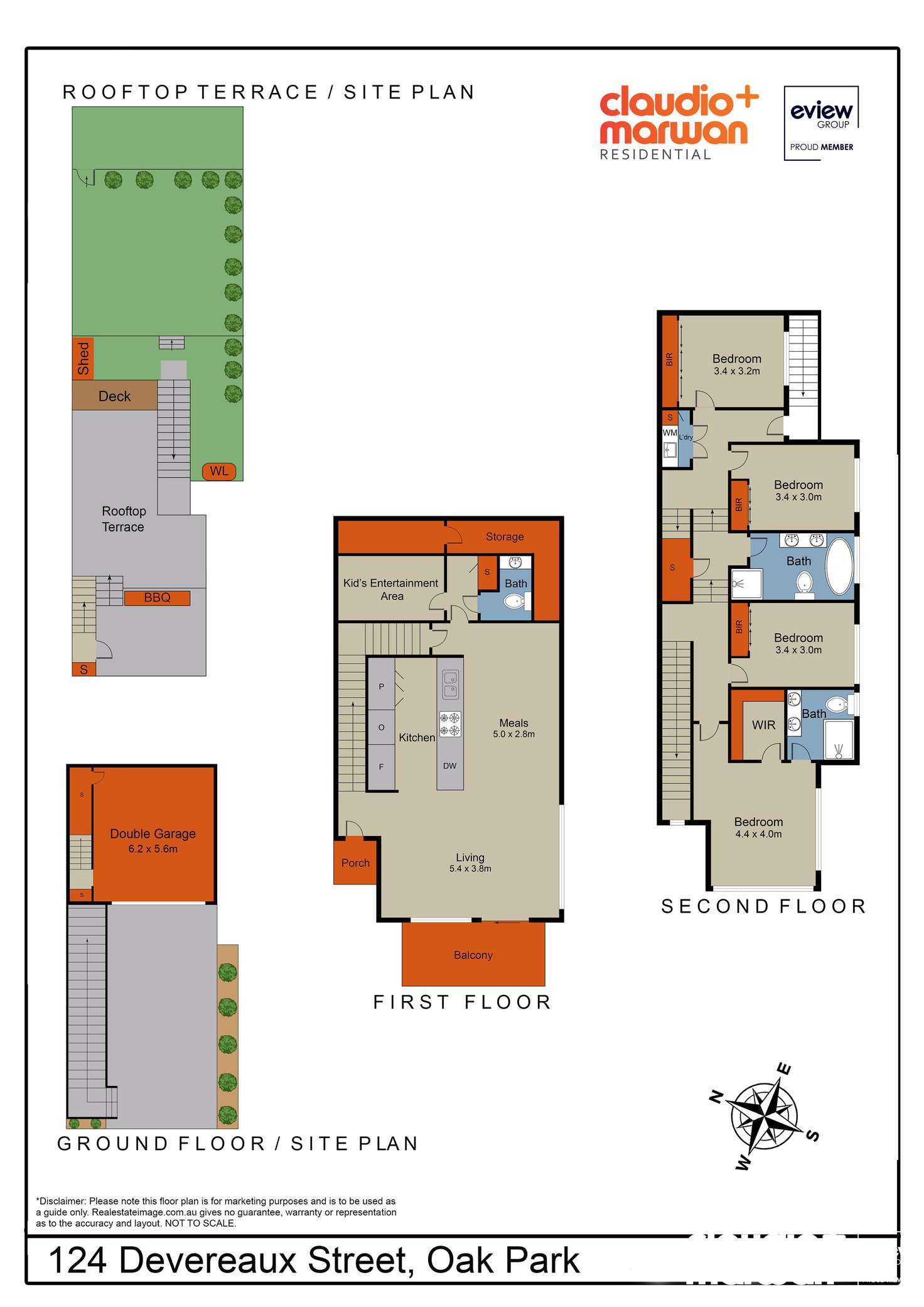 Floorplan of Homely townhouse listing, 124 Devereaux Street, Oak Park VIC 3046