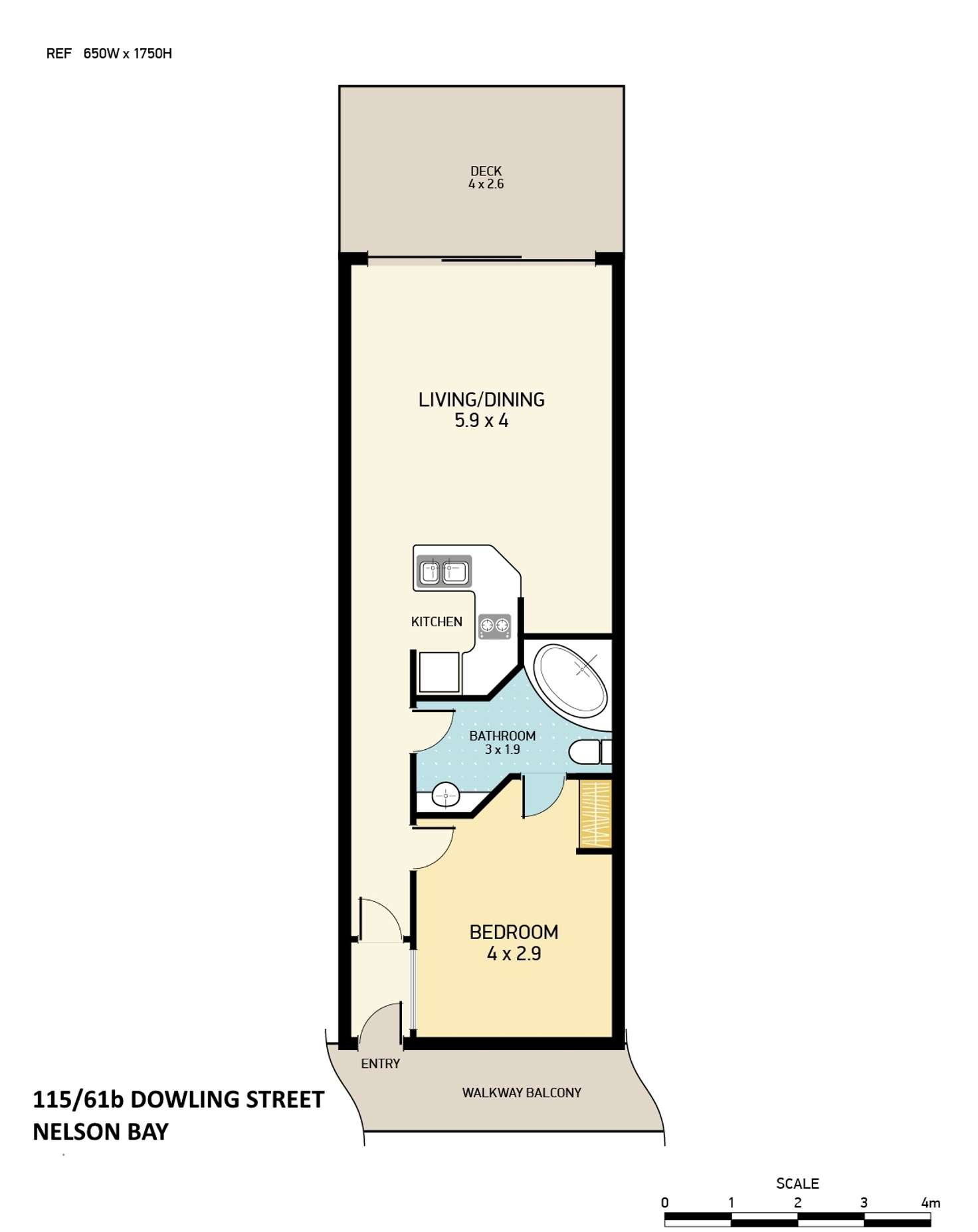 Floorplan of Homely unit listing, 115/61B Dowling Street, Nelson Bay NSW 2315