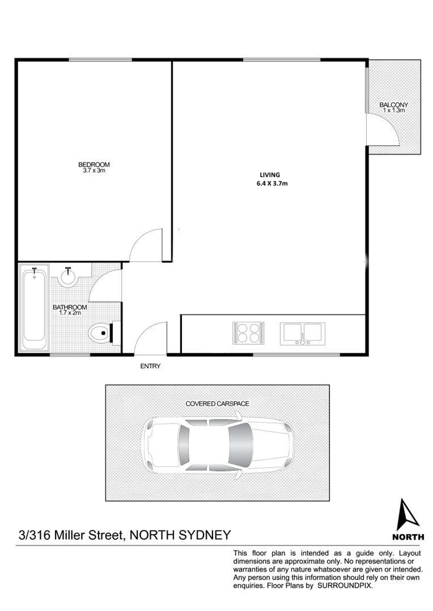 Floorplan of Homely apartment listing, 3/316 Miller Street, North Sydney NSW 2060